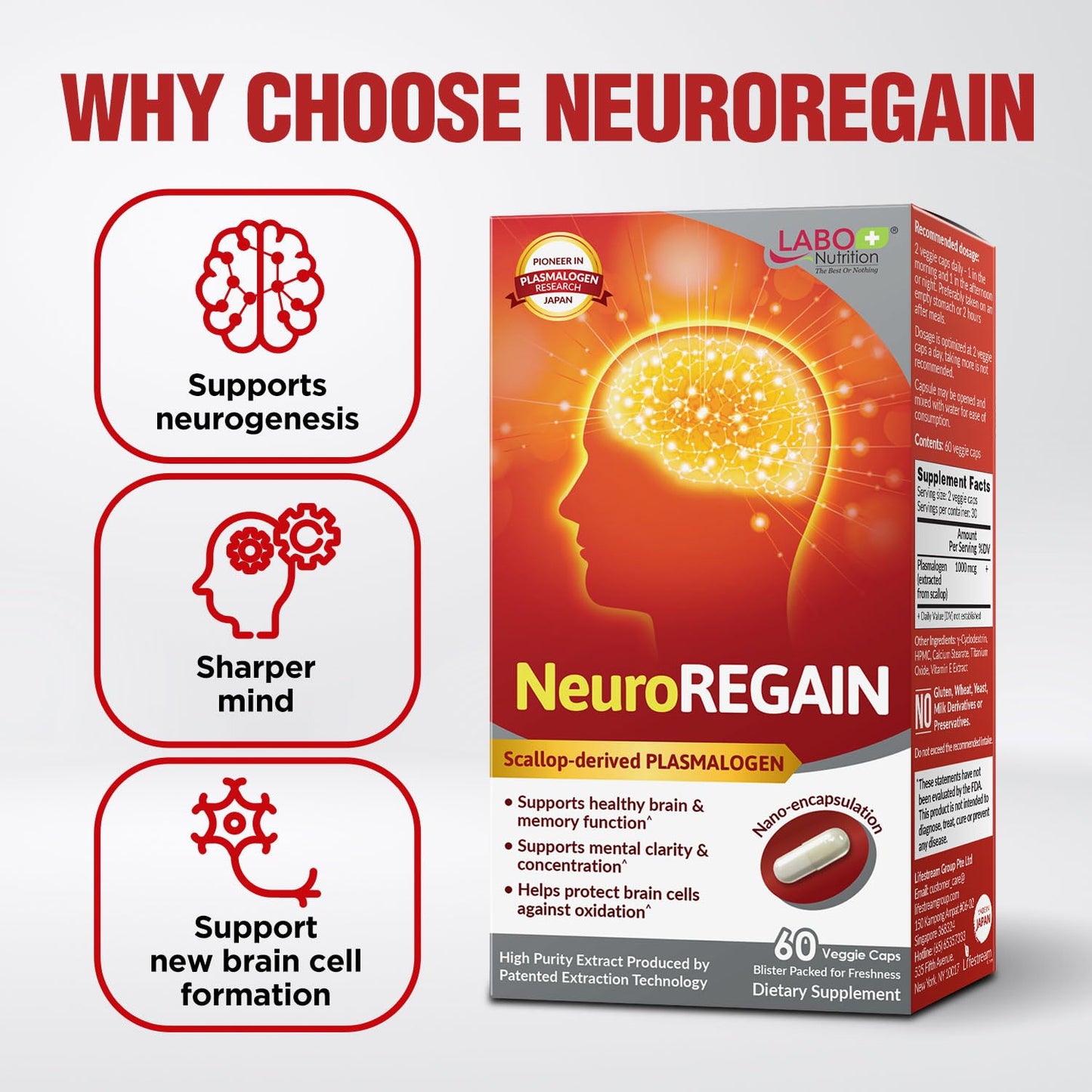 LABO Nutrition NeuroREGAIN Capsule, 60 Count