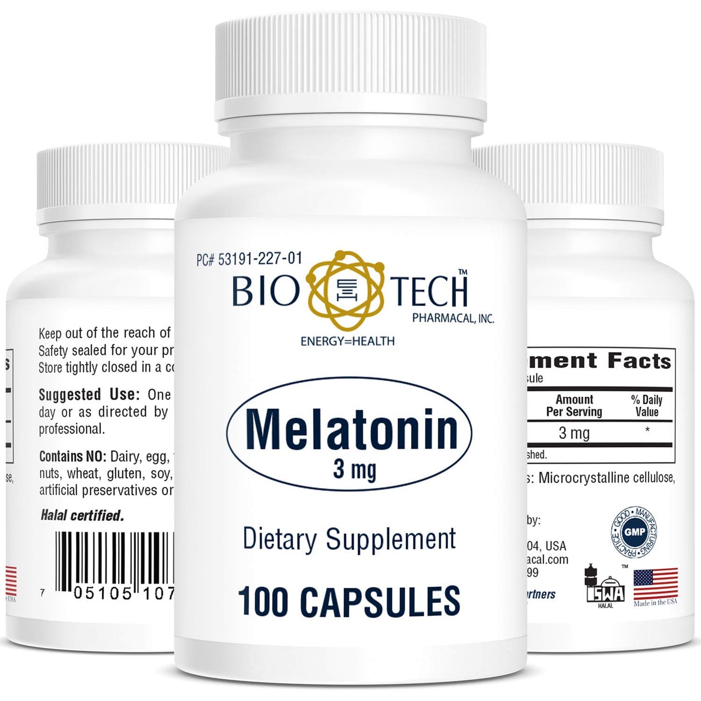 Bio-Tech Pharmacal Melatonin 3mg Capsules, 100 Capsules