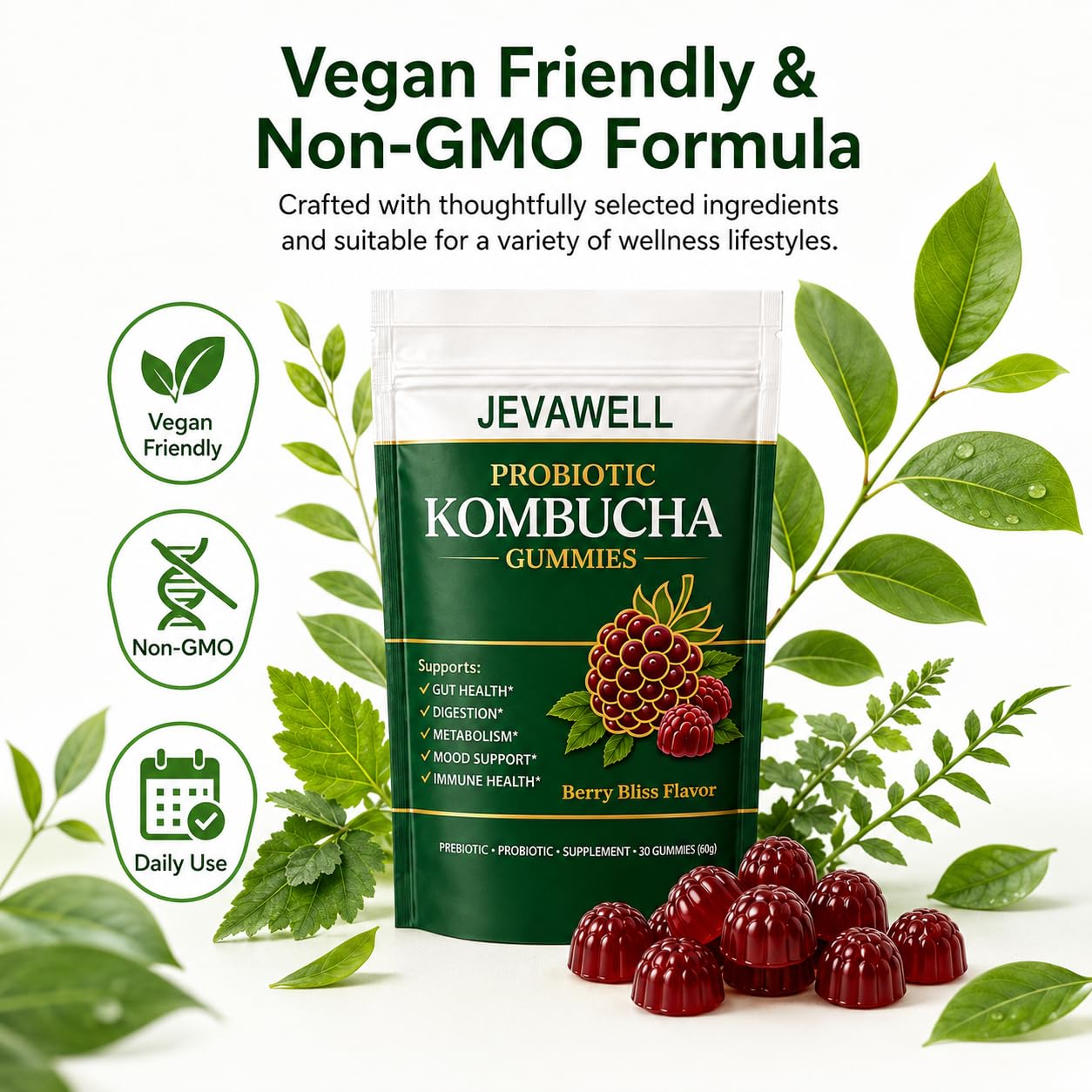 jevawell Kombucha Gummies Gummy 60 Gummies