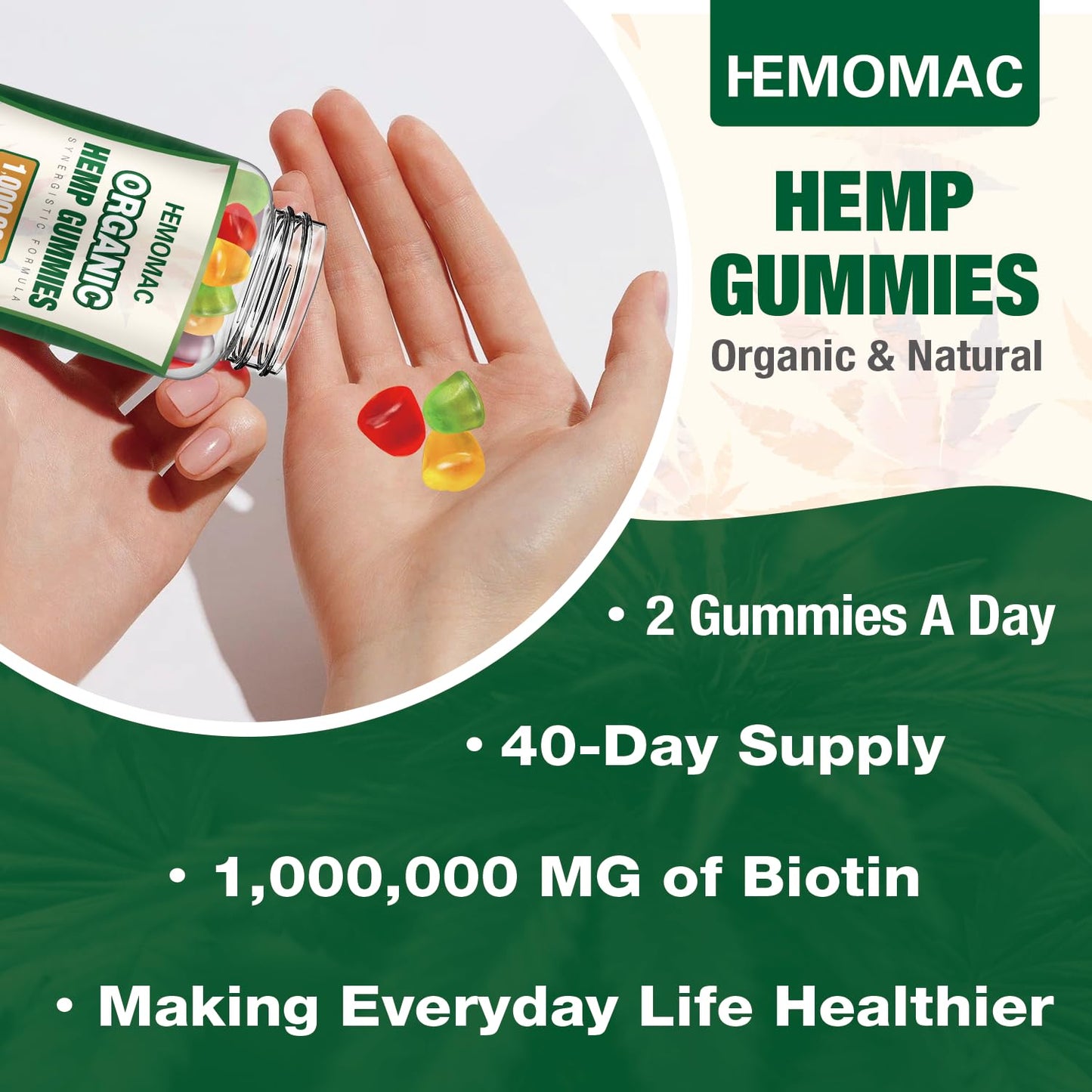 HEMOMAC Organic Hemp Gummies High Potency, Gummy, 240 Count