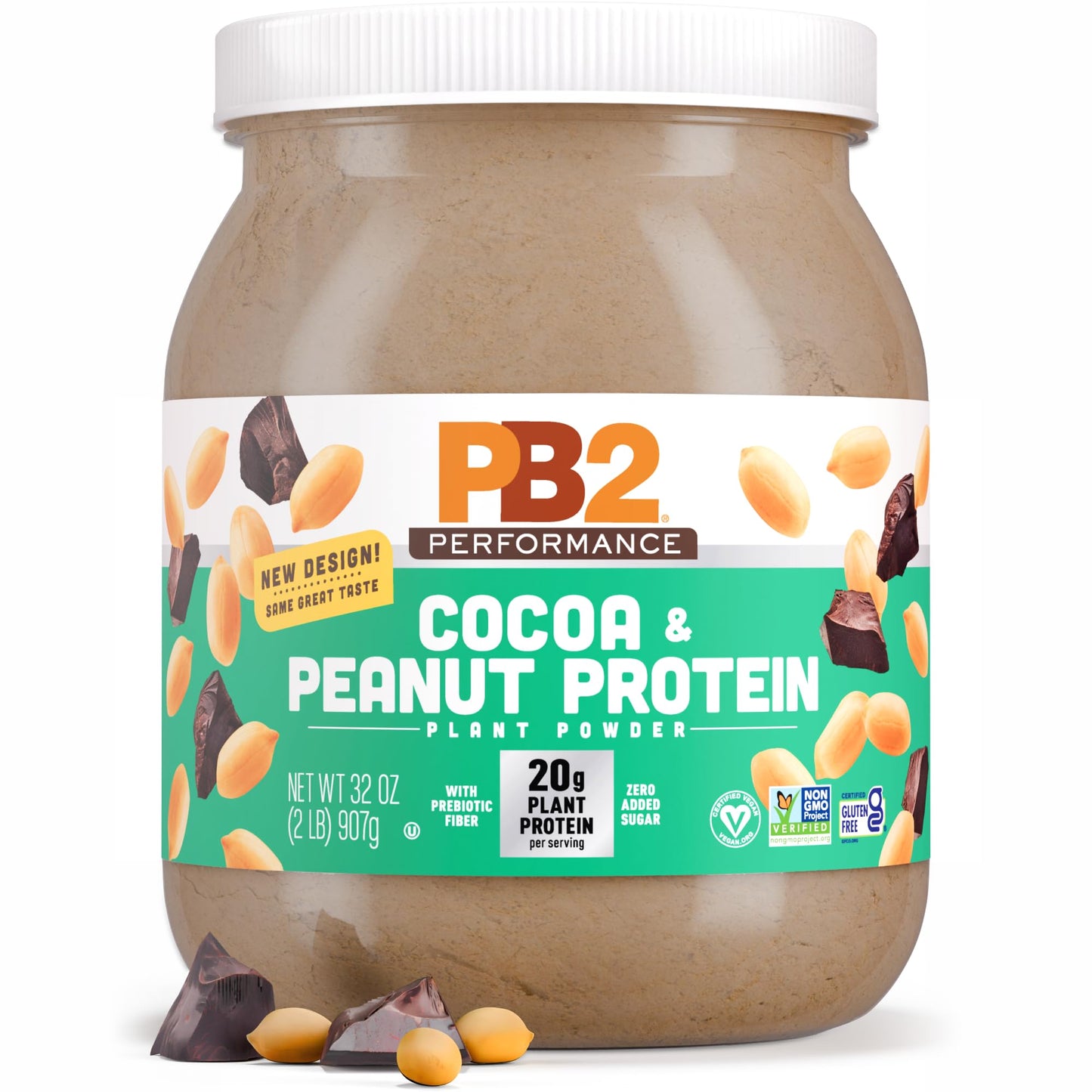 PB2 Performance Peanut with Dutch Cocoa Plant Based Vegan Protein Powder, 2 lb, 32 Servings