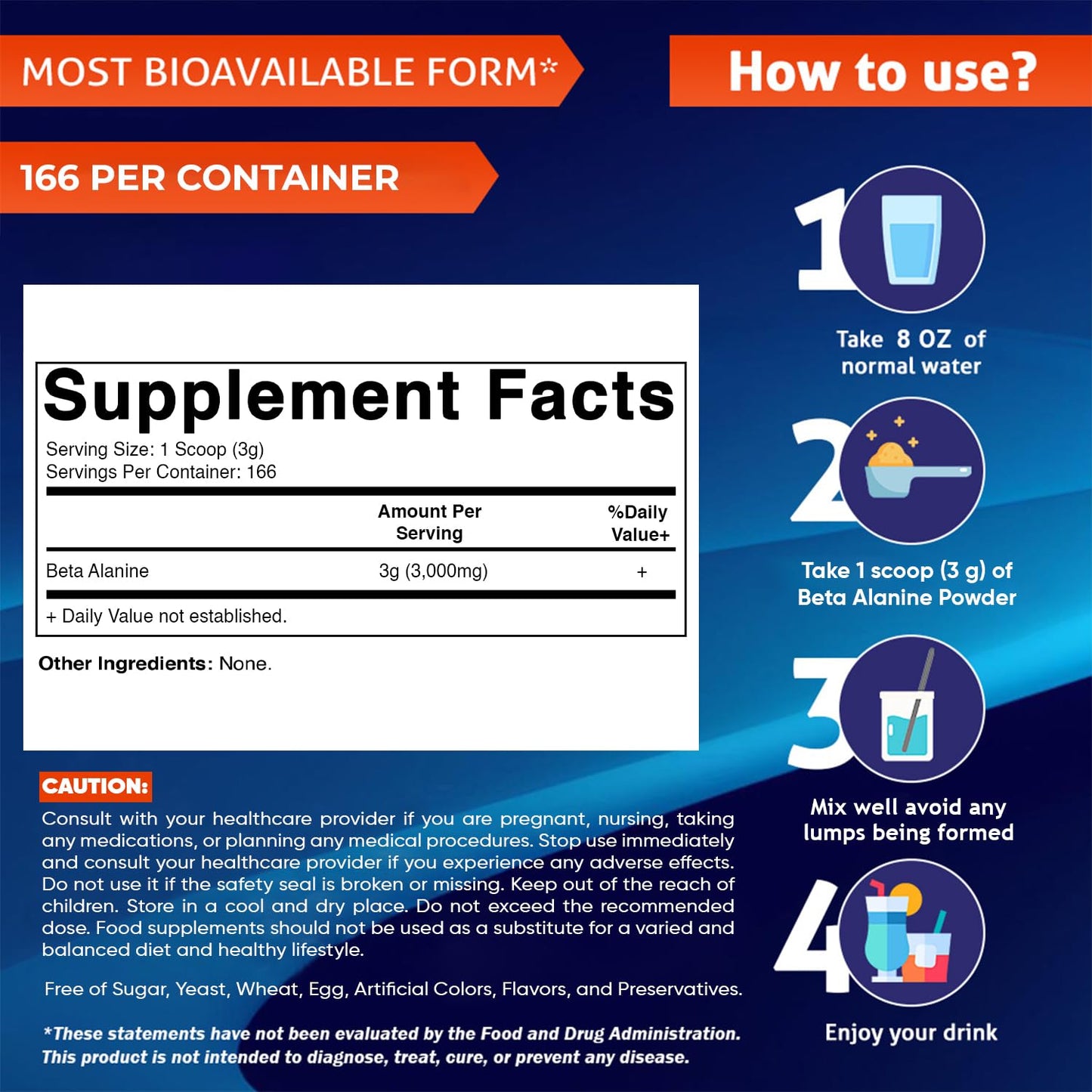 Vitamatic Beta-Alanine Powder 17.6 oz
