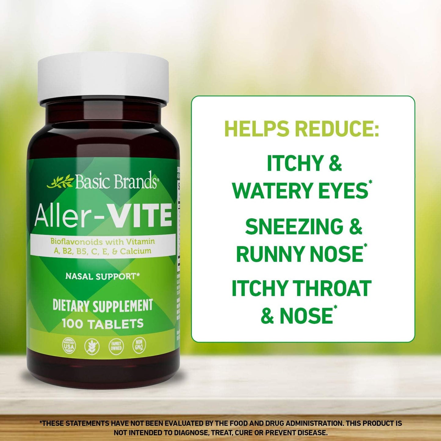 Basic Brands Aller Vite Nasal Support Tablets, 100 Tablets