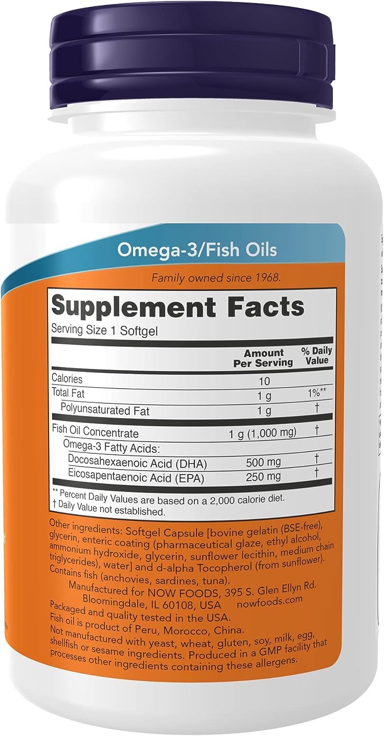 NOW Foods DHA-500 mg Softgels, Supports Cognitive Function, 90 Softgels