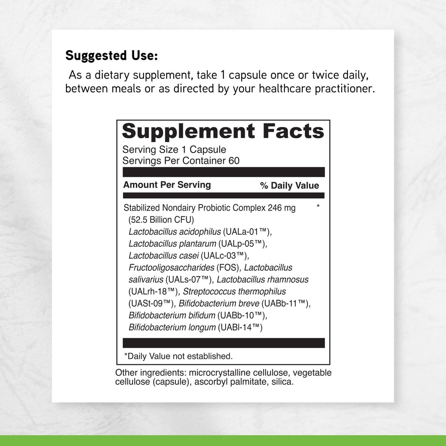 DAVINCI Mega Probiotic ND 50 Non-Dairy Probiotic Supplement with Prebiotic Fiber Digestive & Immune Health Support Gut Support with Beneficial Bacteria 60 Capsules