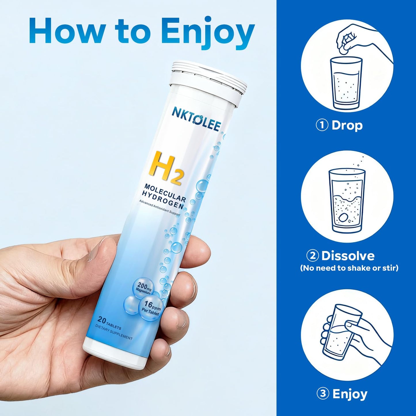 NKTOLEE Hydrogen Water Tablets 60 Count
