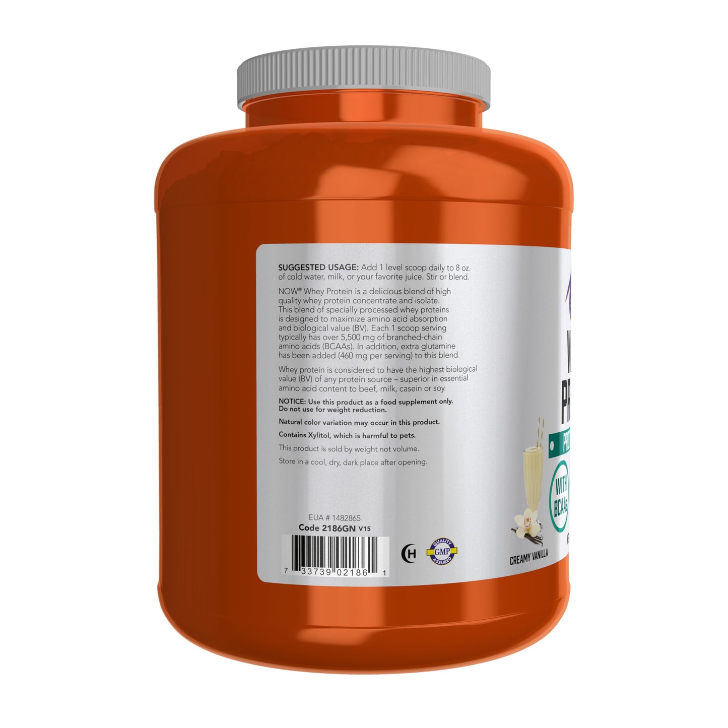 NOW Foods Whey Protein Powder with BCAAs, Creamy Vanilla, 96 Servings