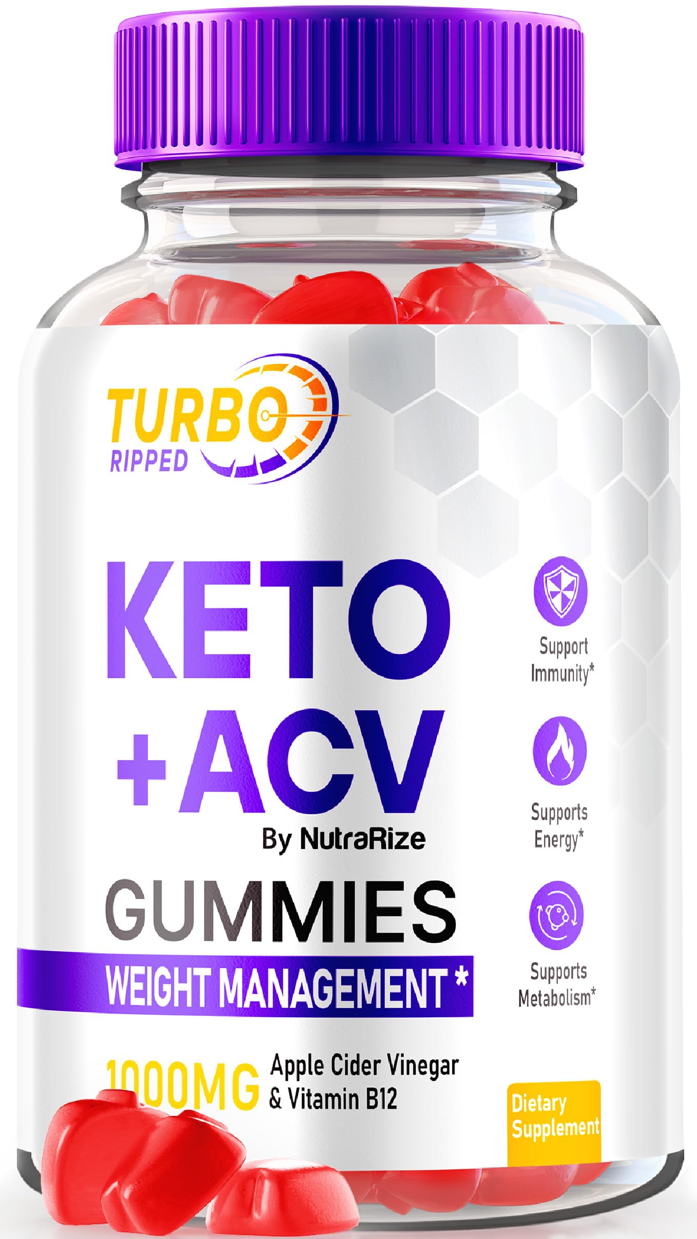 NutraRize Turbo Ripped Keto ACV Gummies, 60 Count