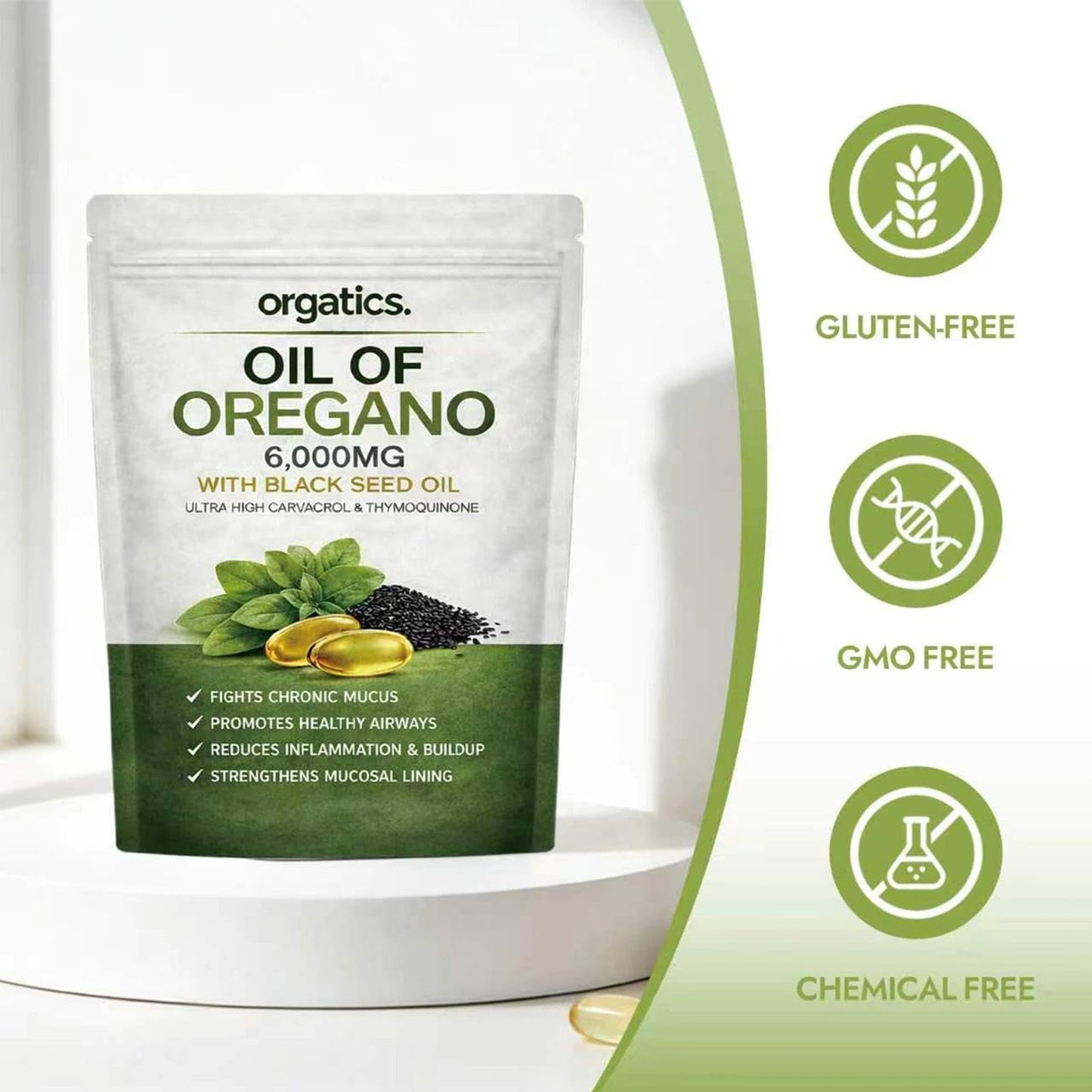orgatics Oregano & Black Seed Softgels, 300 Count