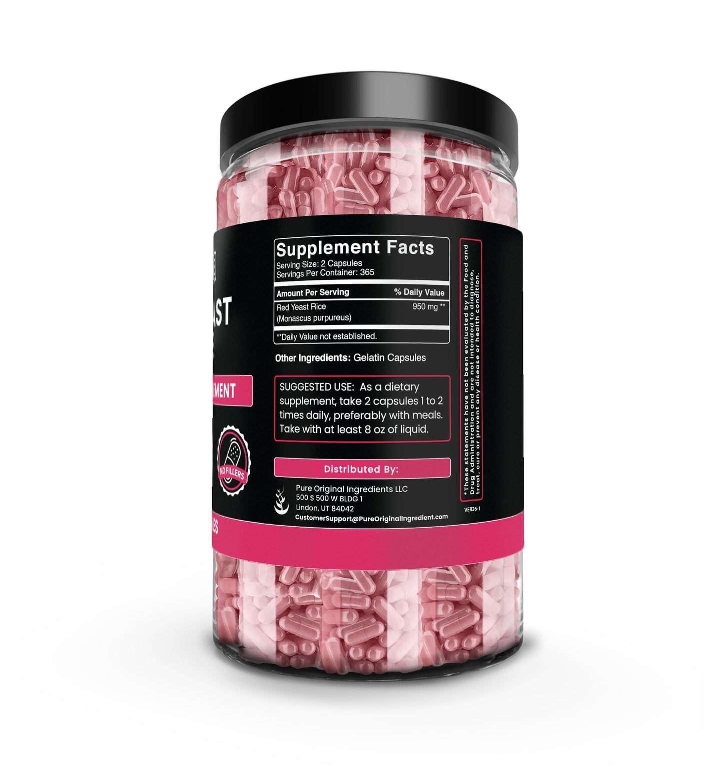 PURE ORIGINAL INGREDIENTS Red Yeast Rice Capsules 730