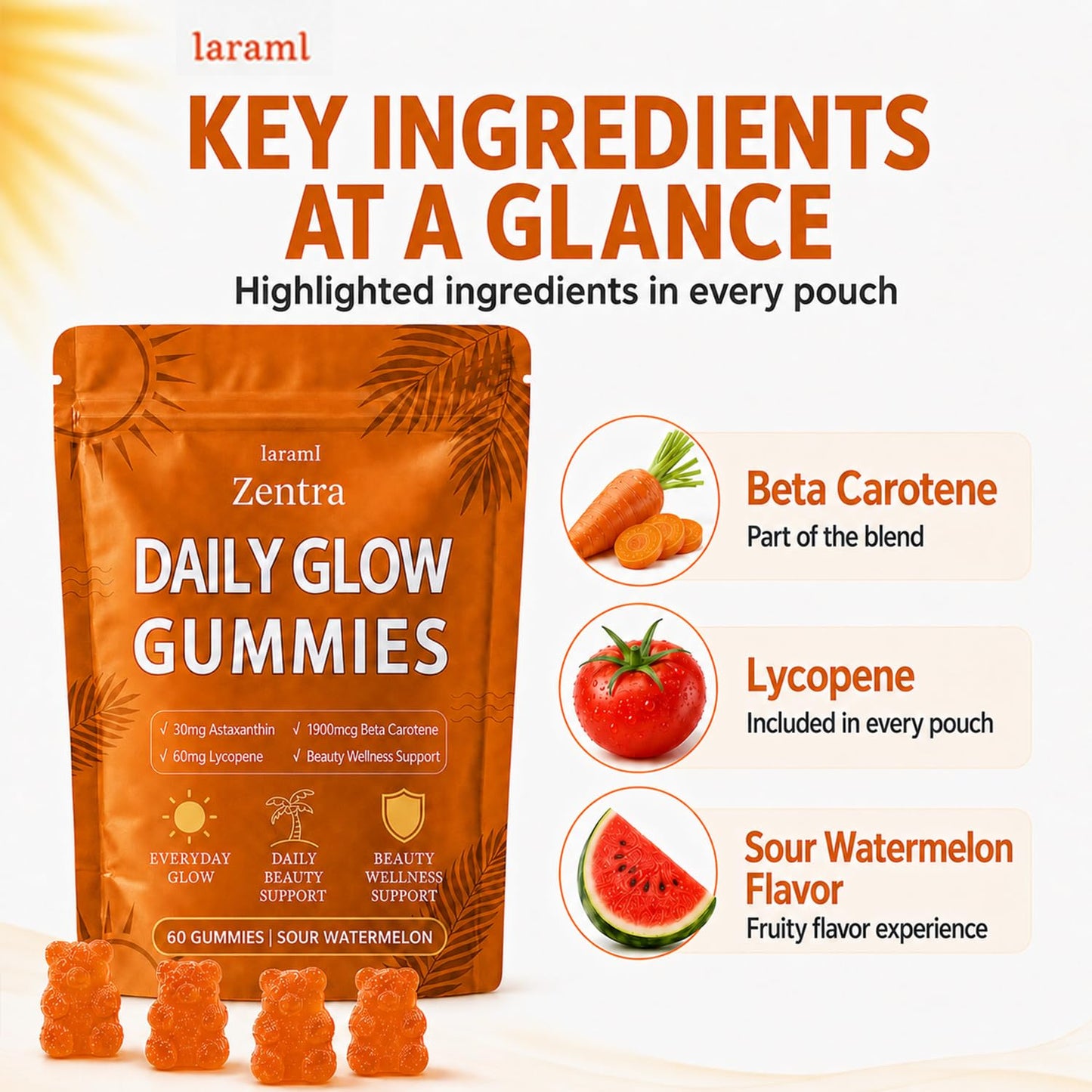 IaramI Zentra Daily Glow Gummies 60 Count