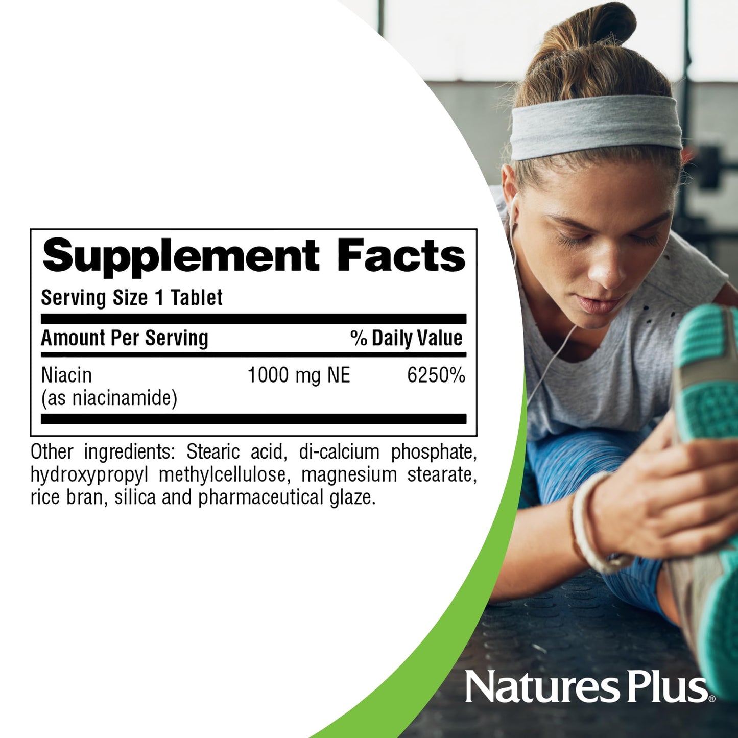 NaturesPlus Niacinamide 1000 mg Tablets, 180 Tablets