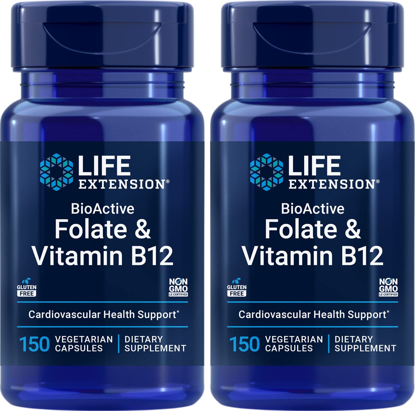 Life Extension BioActive Folate & Vitamin B12 Capsules 300 Count