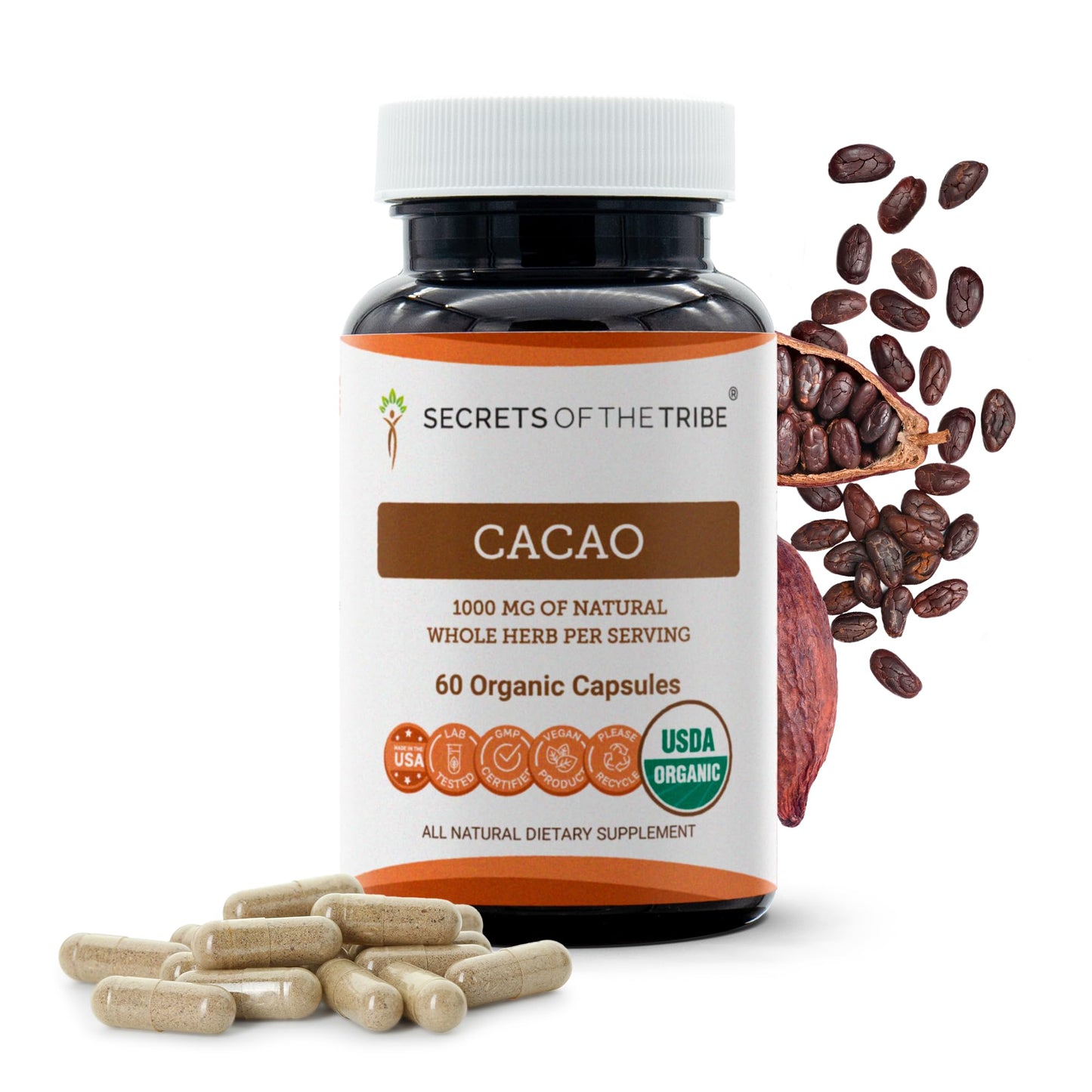 Secrets of the Tribe Cacao Capsules 60 Capsules