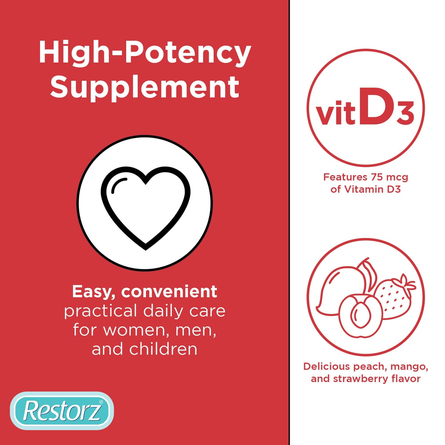 Restorz Vitamin D3 Gummies, 112 Count