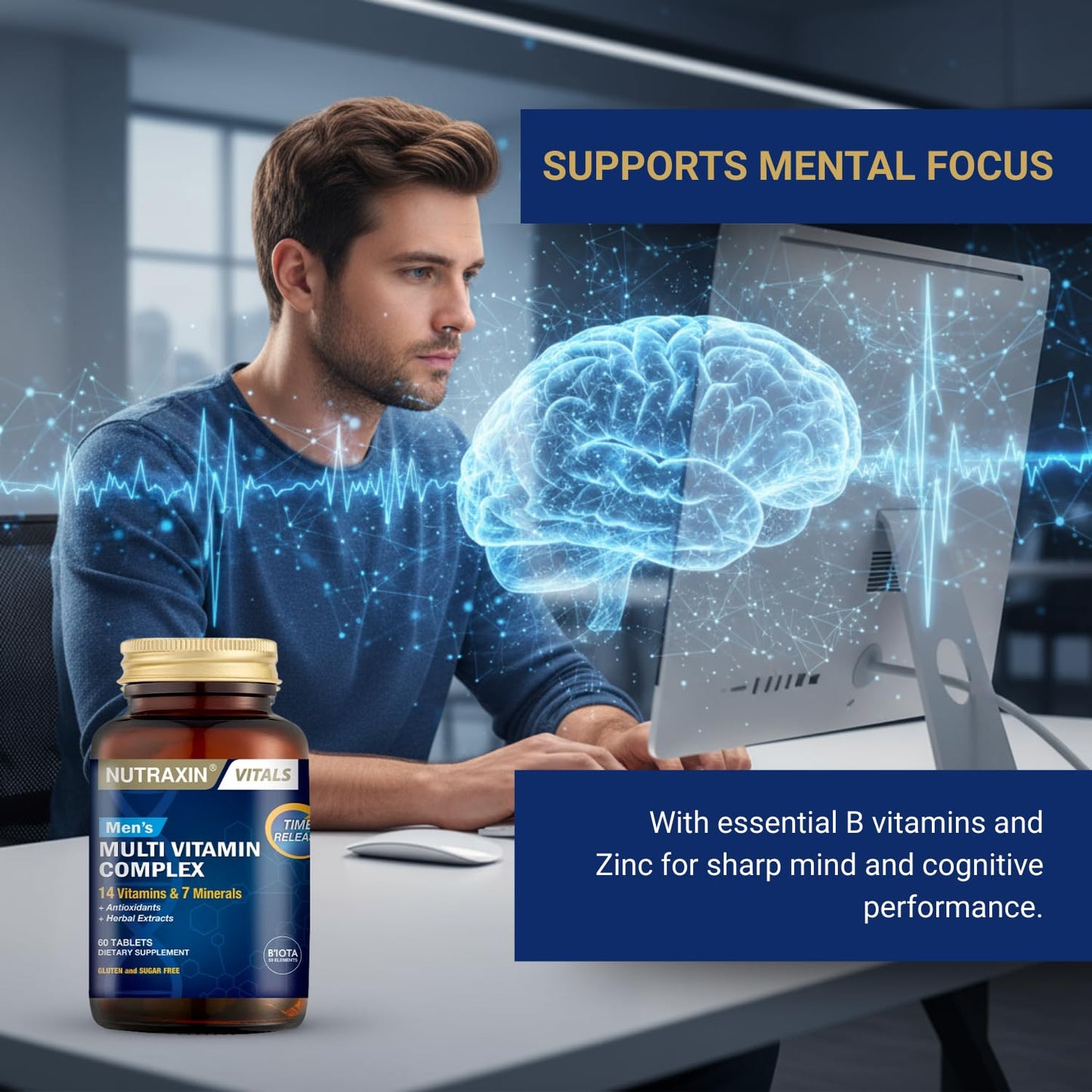 Nutraxin Men's Multivitamin & Mineral Complex Capsule, 60 Capsules