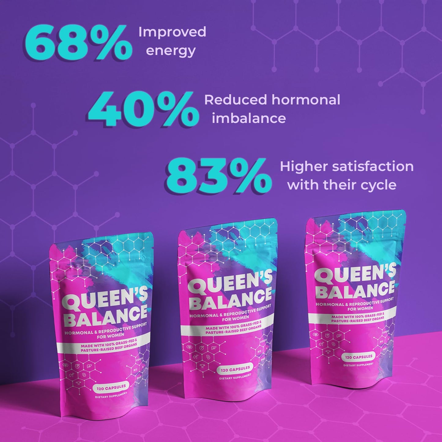 Queen’s Balance Beef Organ Supplement for Women, Capsules, 120 Count