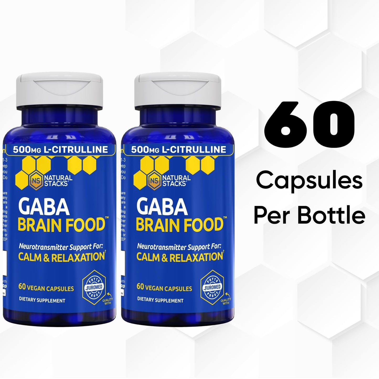 Natural Stacks GABA Brain Food With L-Citrulline, Calm And Relaxation Support, 120 Capsules
