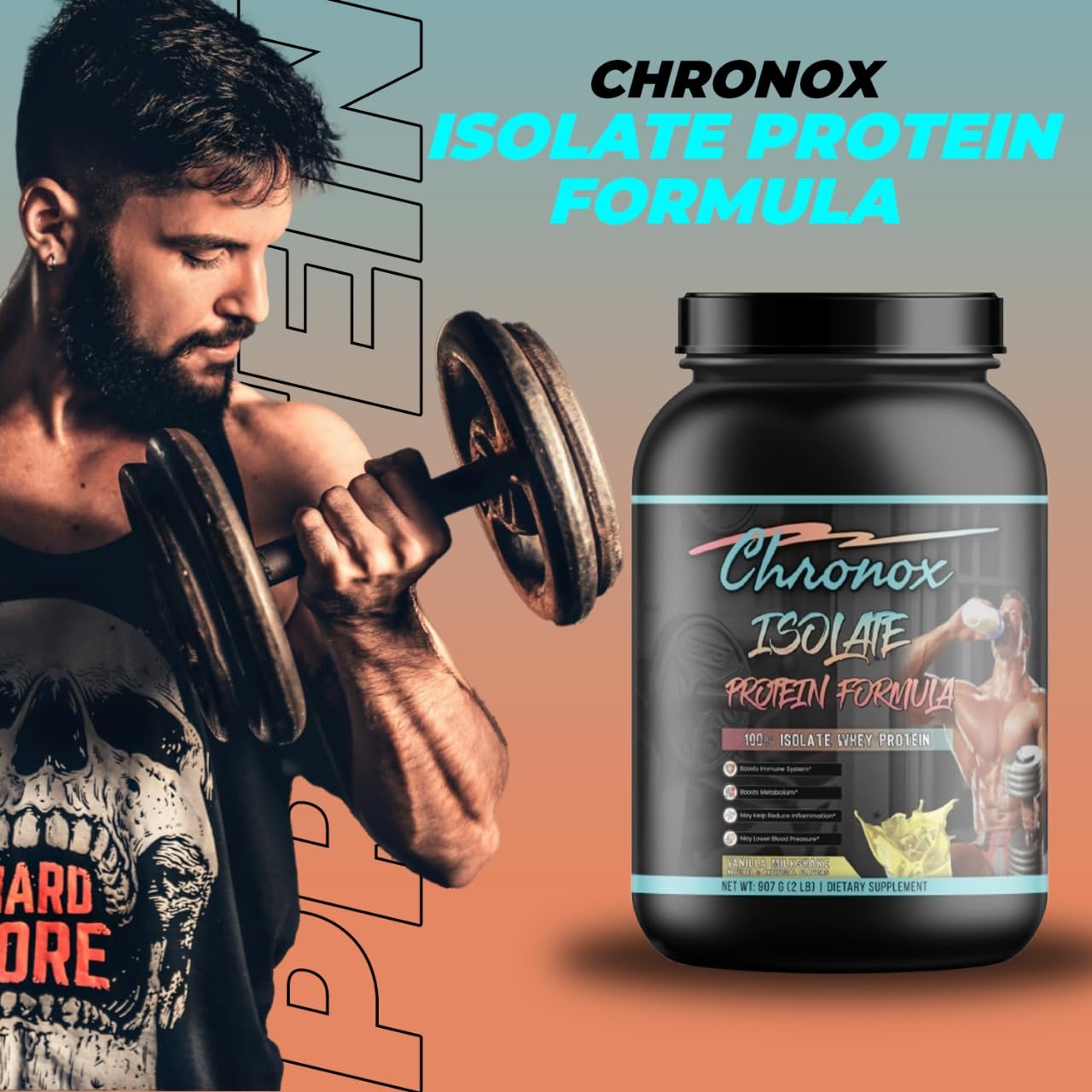 Chronox Isolate Whey Protein Powder Vanilla Flavor, 2 lb, 1 Pack