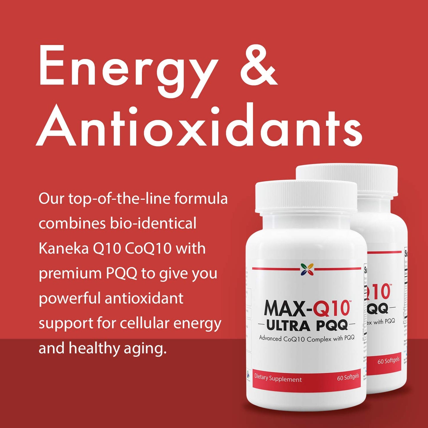 Stop Aging Now MAX-Q10 ULTRA CoQ10 with BioPQQ - Advanced CoQ10 Complex with PQQ Softgels, 60 Count