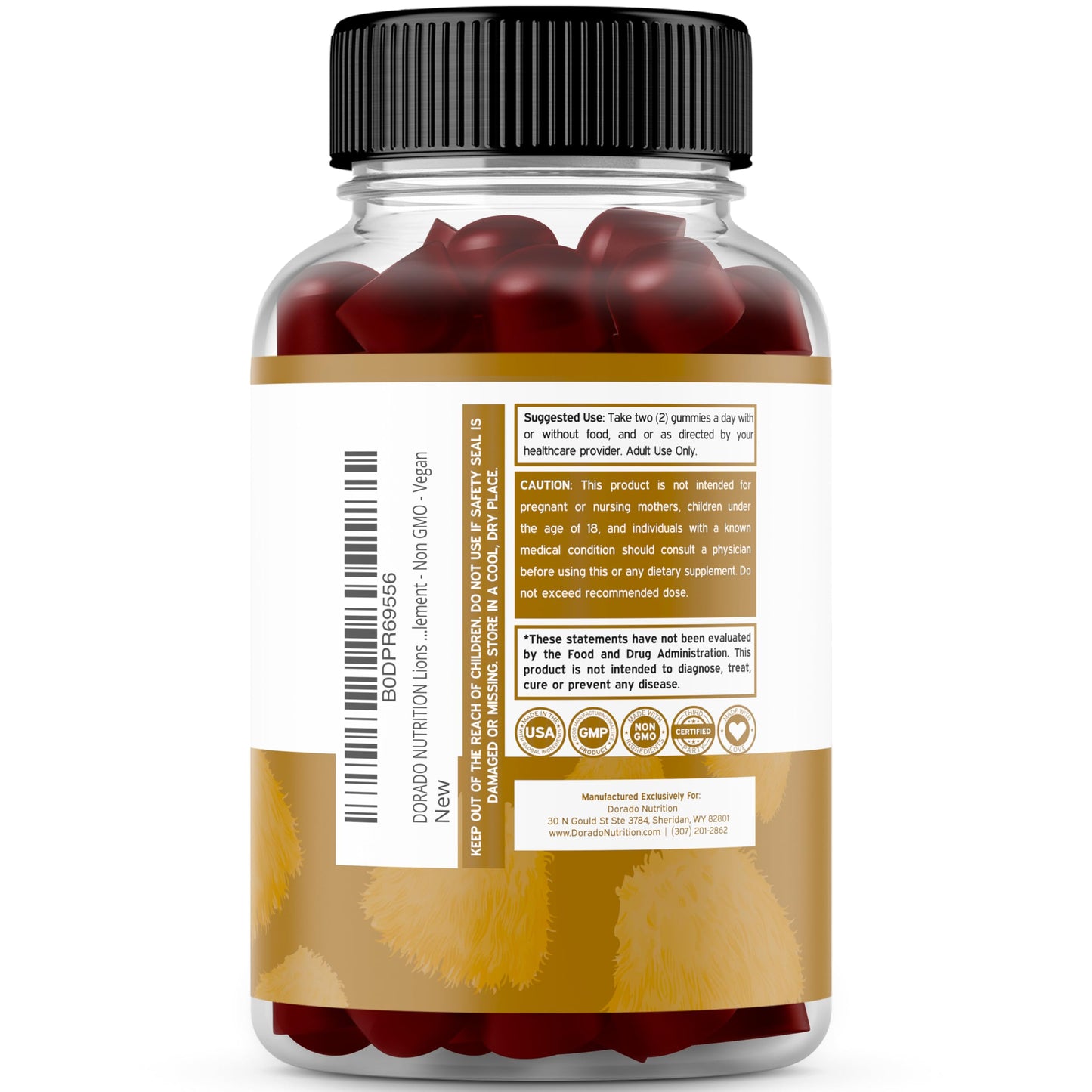 DORADO NUTRITION Lions Mane Mushroom Gummies 60 Count