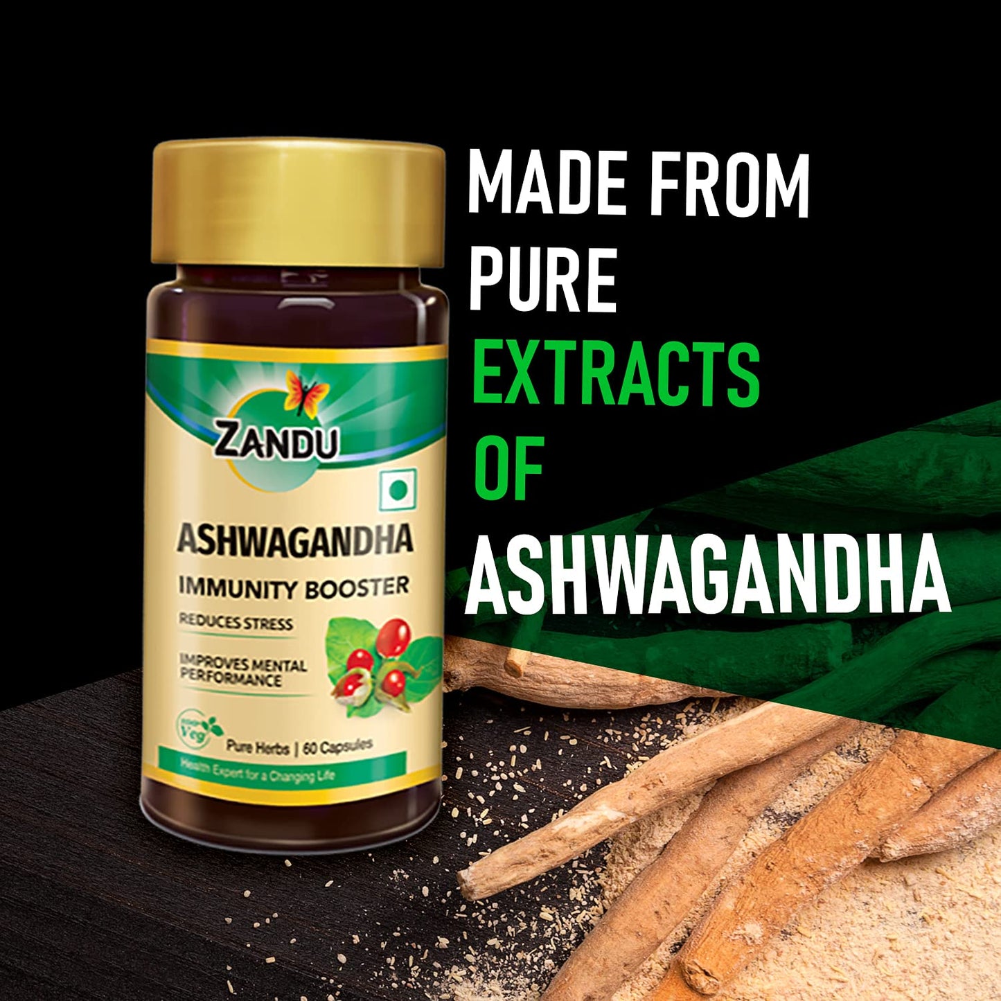 Zandu Ashwagandha Capsules 120 Veg Caps