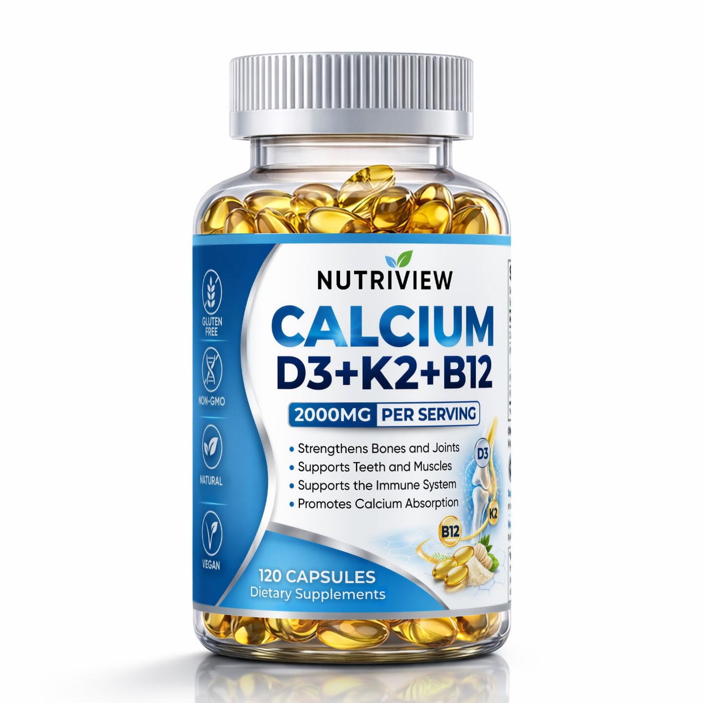 TAWODIUM Nutriview Calcium D3 + K2 + B12 Softgel, 1 Count