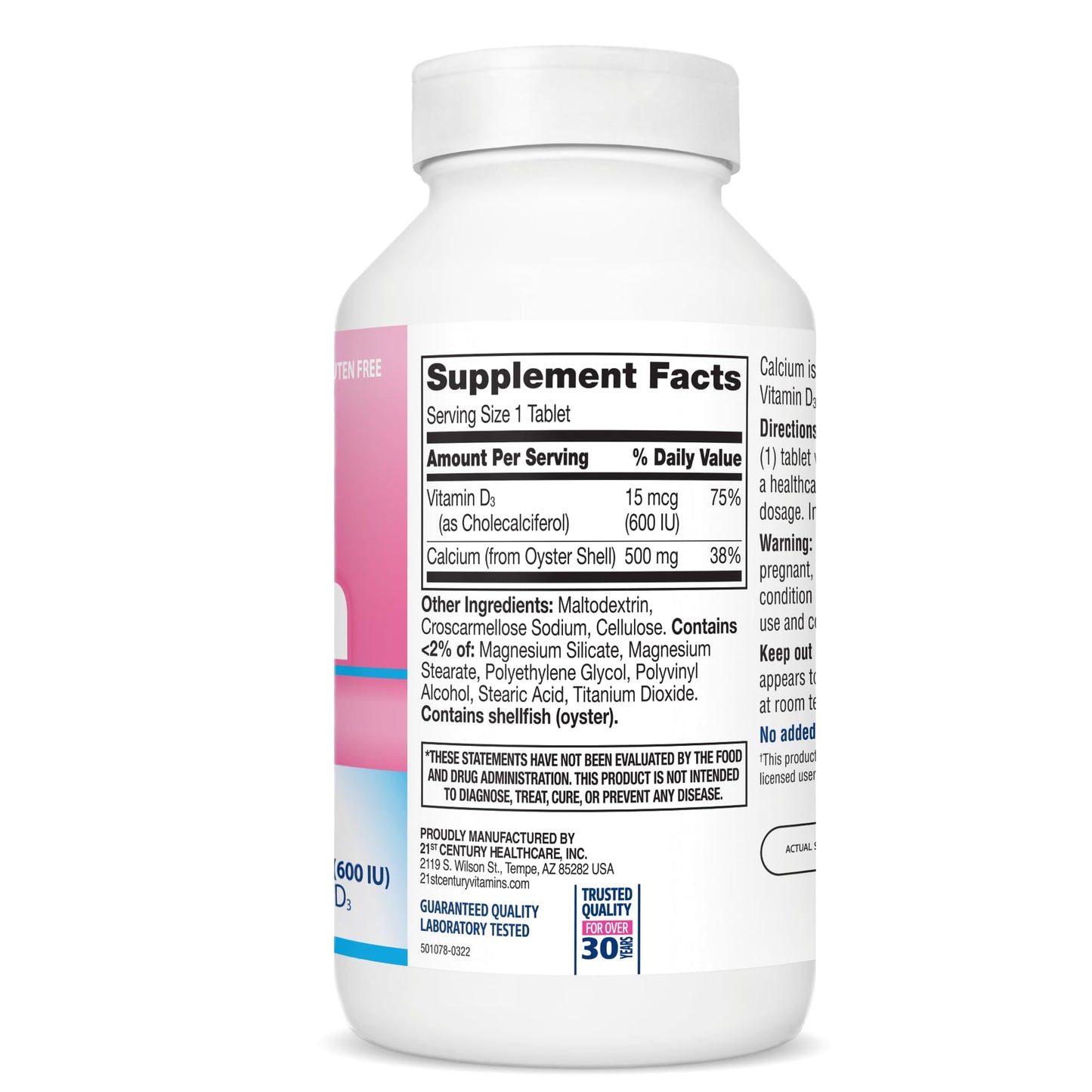 21st Century Calcium 500 Plus Extra D Tablets, 400 Tablets