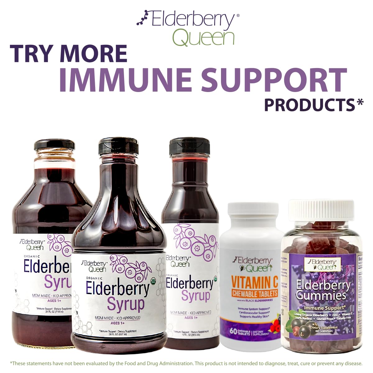 Elderberry Queen Vitamin C 500mg Tablet, Immune Boost & Antioxidant Support, 60 Count