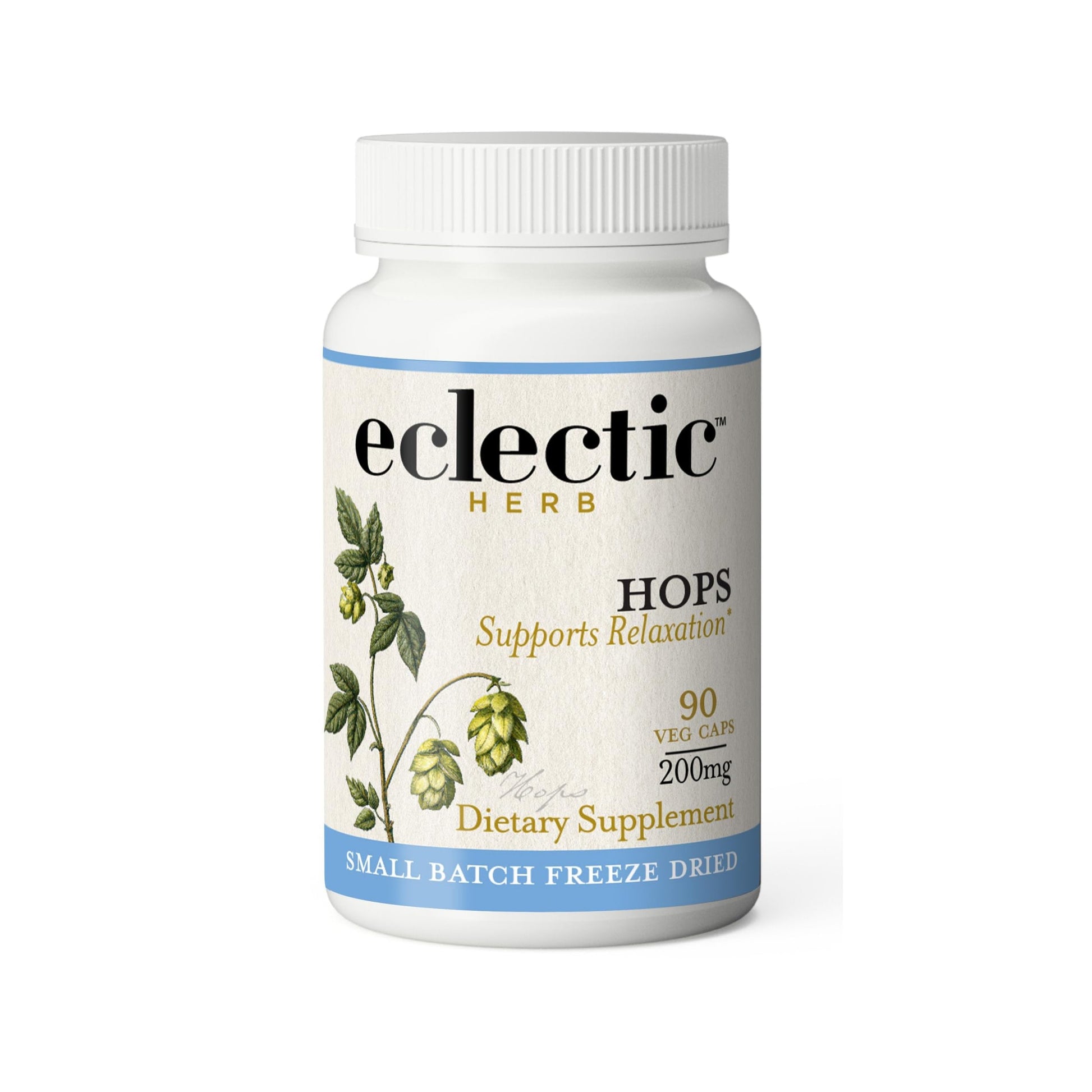 Eclectic Institute Raw Fresh Freeze-Dried Non-GMO Hops Capsules 90 Count