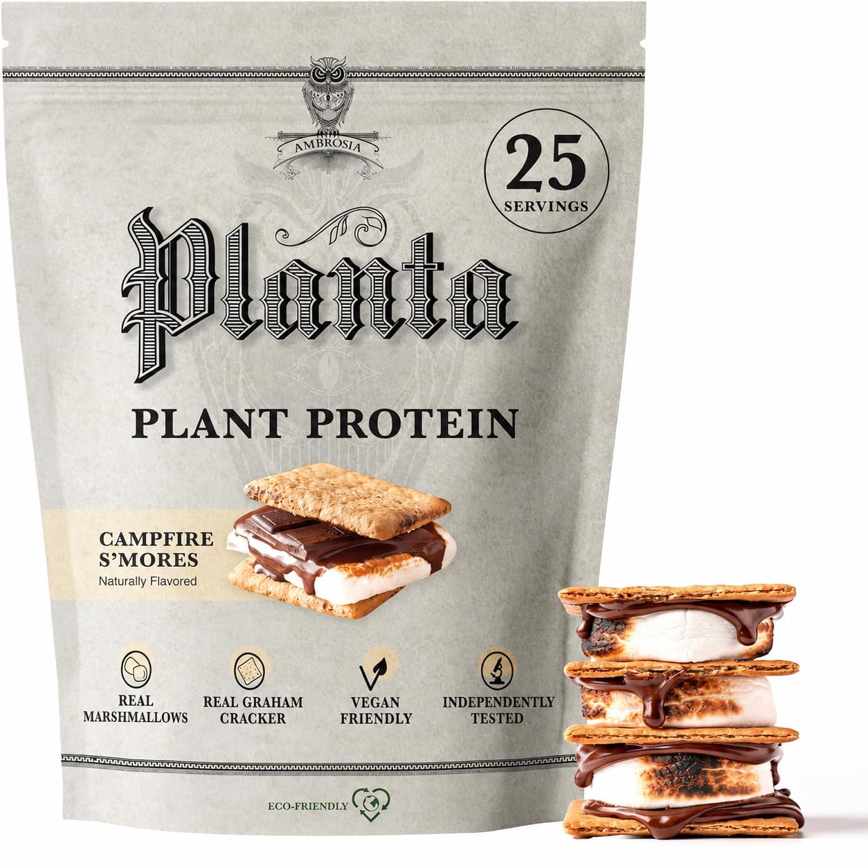 Ambrosia Plant Based Protein Powder Campfire Smores, 25 Servings