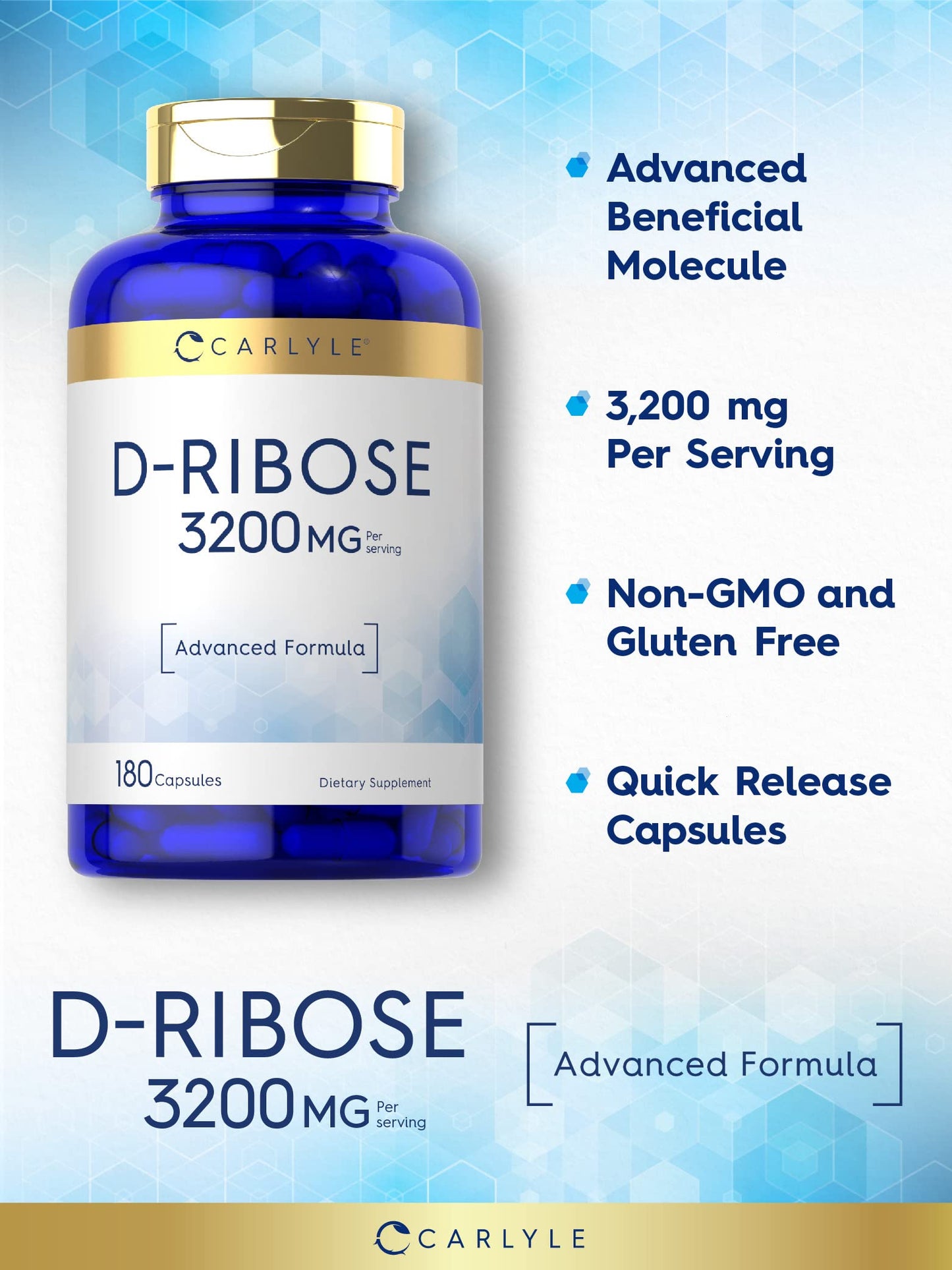 Carlyle D-Ribose Capsules 180 Count