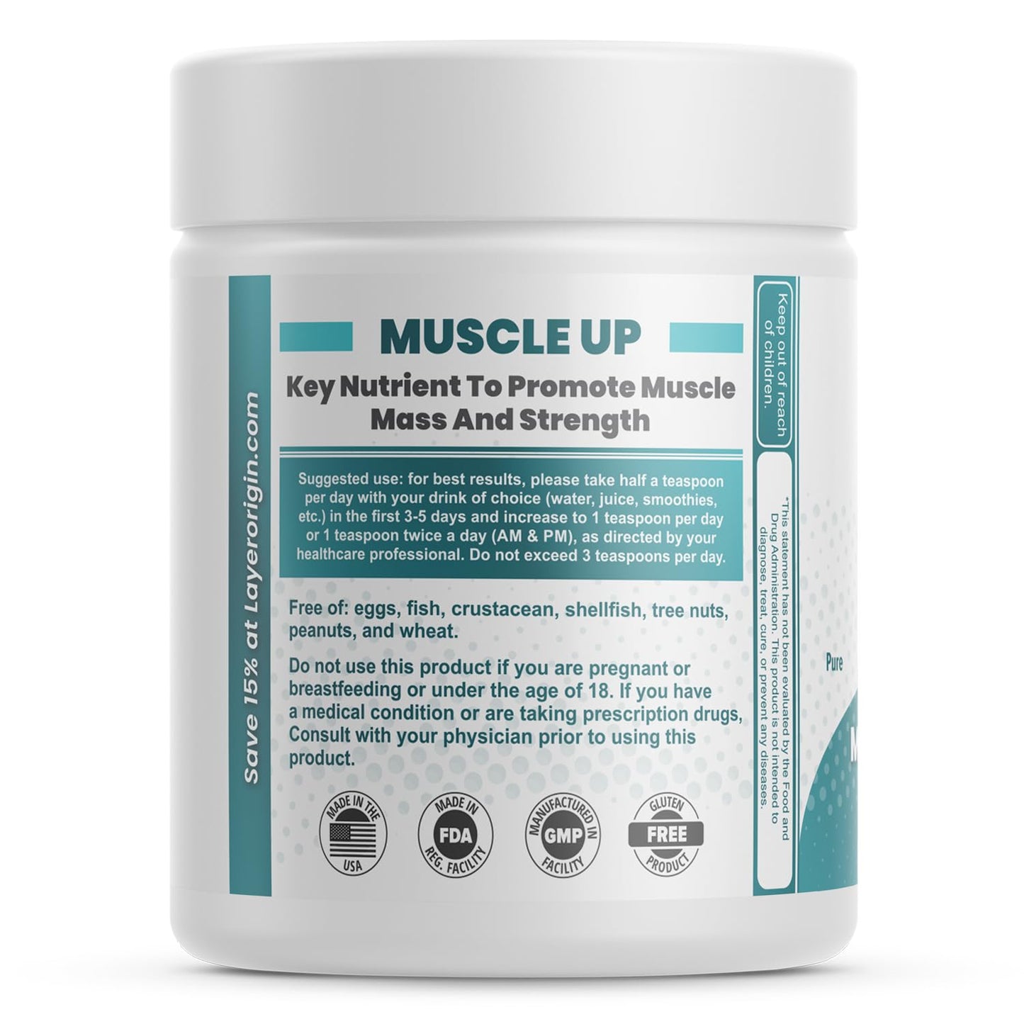 Layer Origin 6'-Sialyllactose (6'-SL HMO) for Muscle Health, Strength, Recovery - 3000 mg per Serving, Powder, 6.35 oz