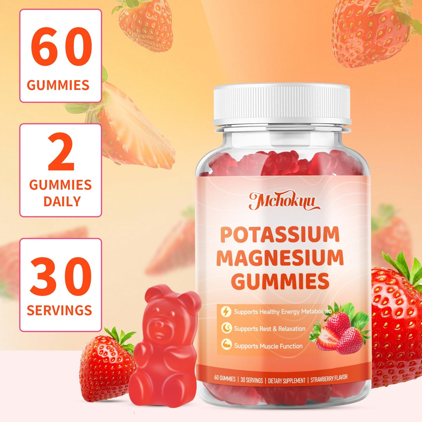 Mchokuu Potassium Magnesium Gummies 120 Count