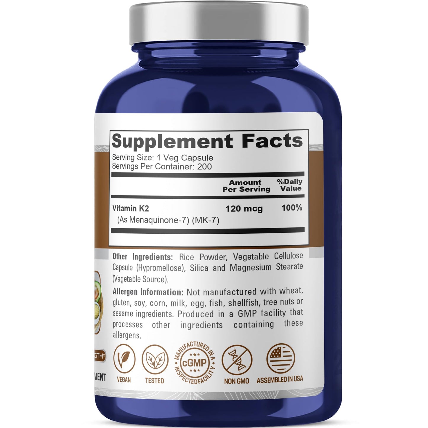 NusaPure Vitamin K2 MK7 120 mcg Veggie Caps, 400 Capsules