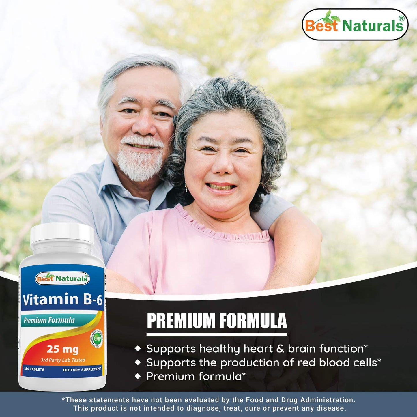 Best Naturals Vitamin B6 25mg, 500 Tablets