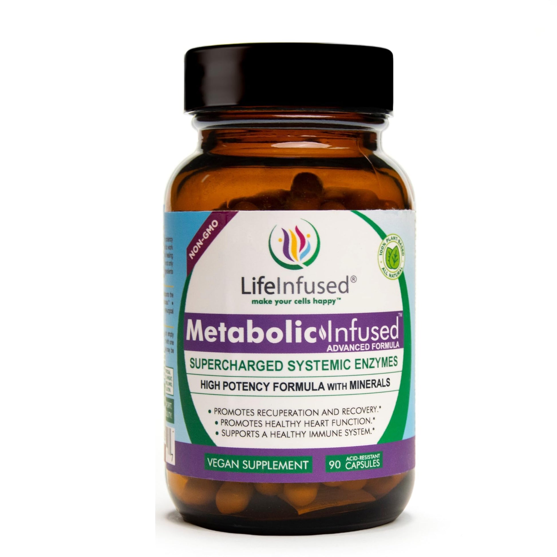 Life Infused Metabolic Enzymes Systemic Enzyme Supplement with Serrapeptase, Nattokinase, Bromelain & Protease Blend – 72 Trace Minerals – Immune & Circulation Support – Vegan, Non-GMO – 90 Capsules