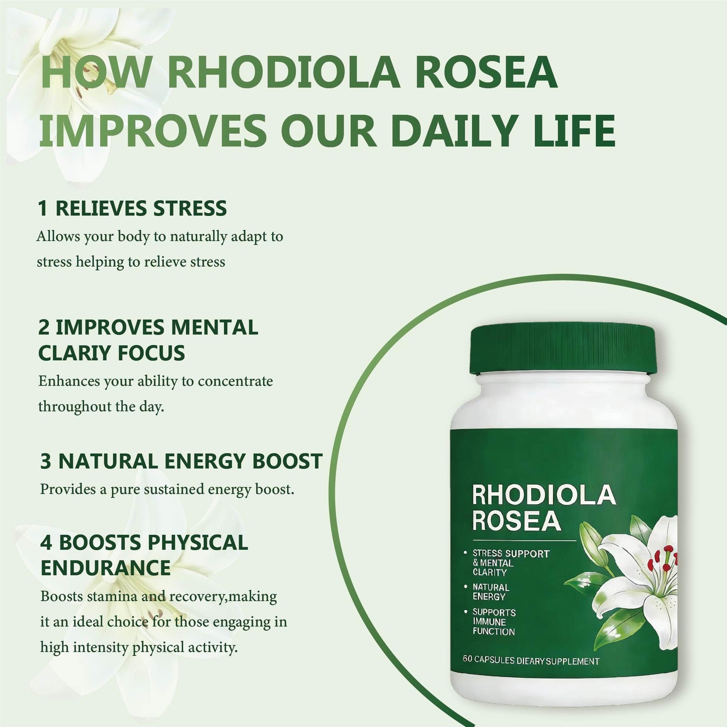 InstaLift Rhodiola Rosea 500mg Capsule, 60 Capsules