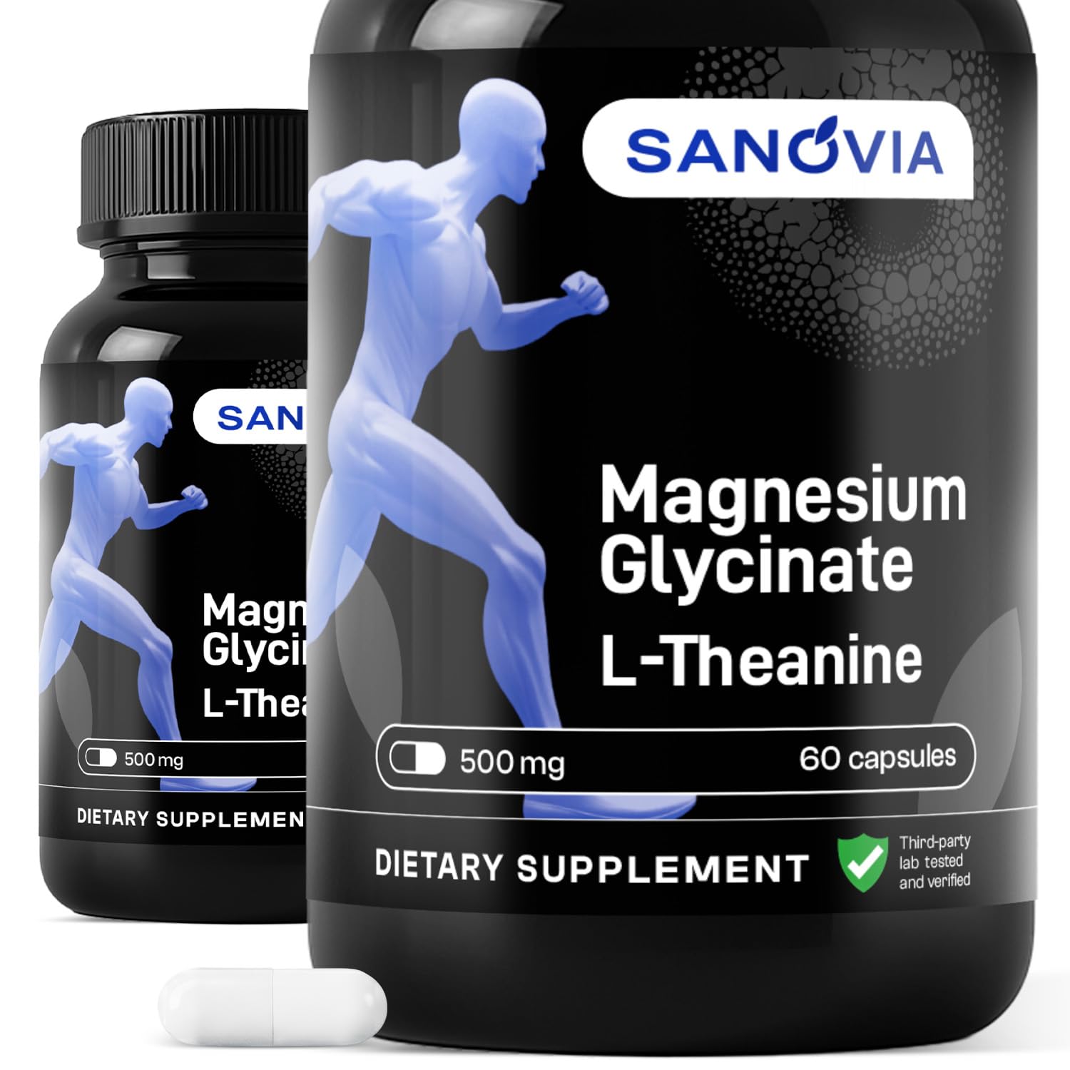 SANOVIA Magnesium Glycinate Sleep Support Supplement with L-Theanine, Chamomile & Melatonin, 60 Capsules