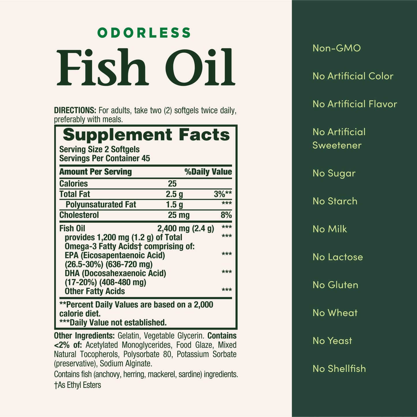 Nature's Bounty Odorless Fish Oil Softgels 60