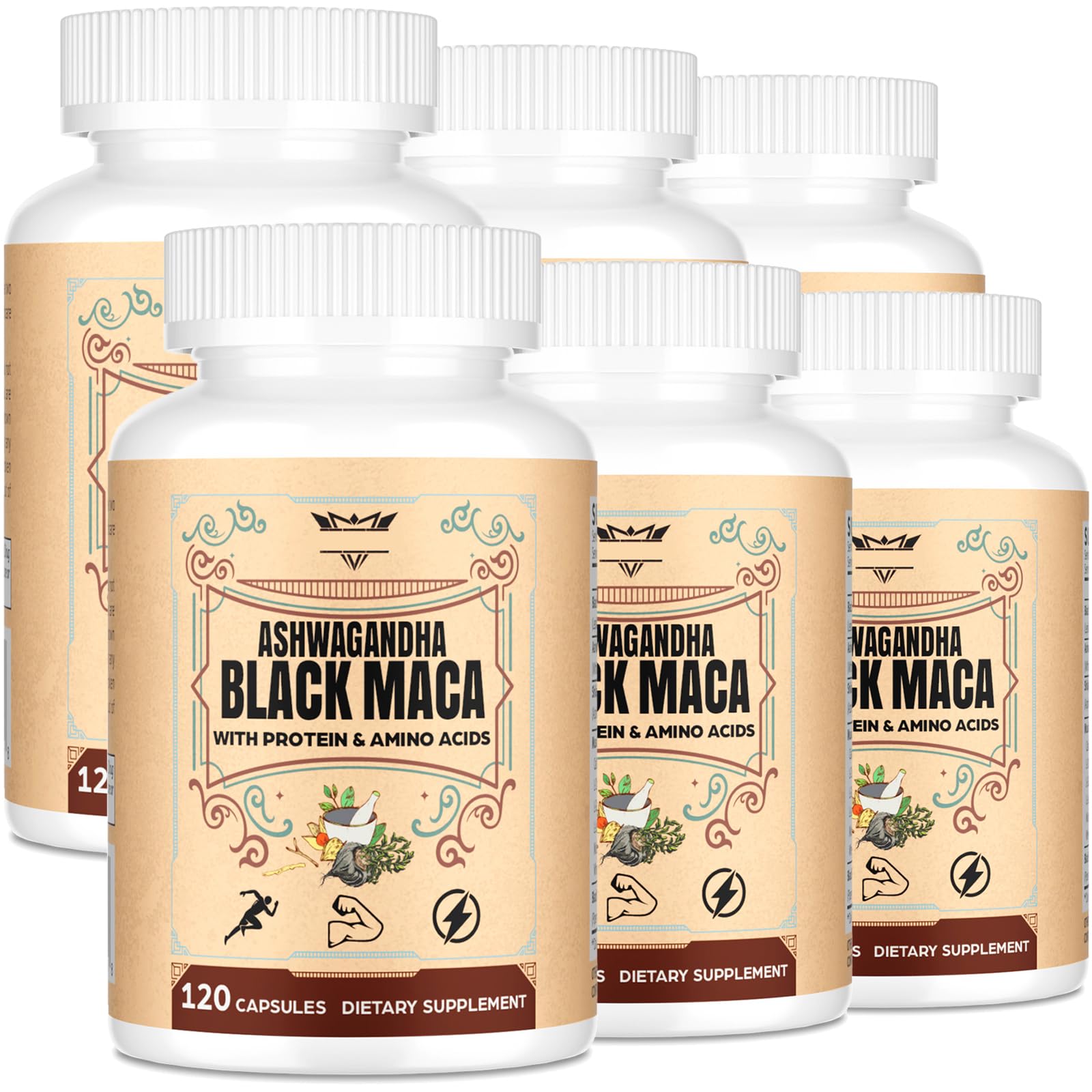 QIVERNAMY Maca Root for Women & Men with Ashwagandha & Black Maca Libido Booster, Fast Acting, 720 Capsules