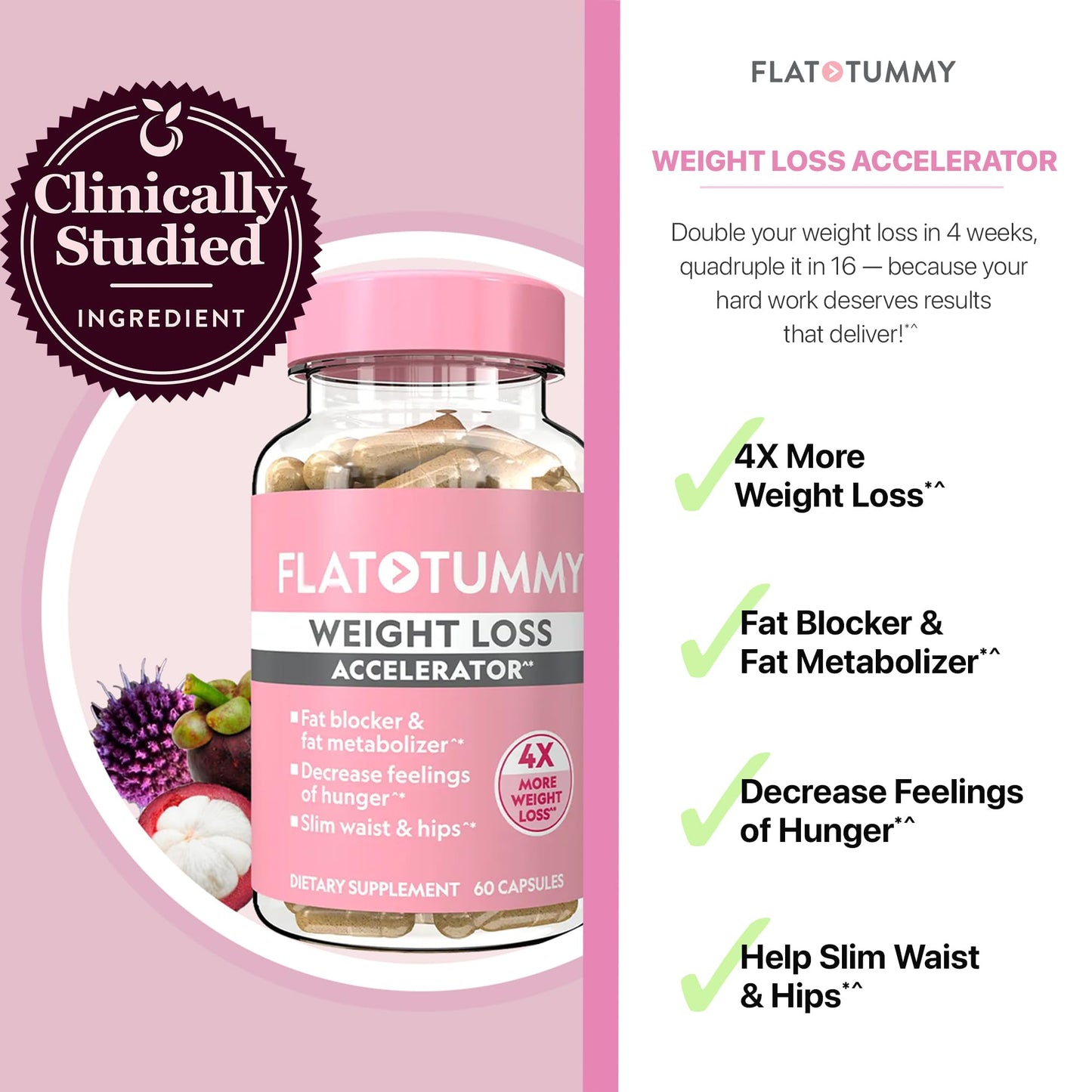 Flat Tummy Weight Loss Accelerator Capsule, 60 Capsules