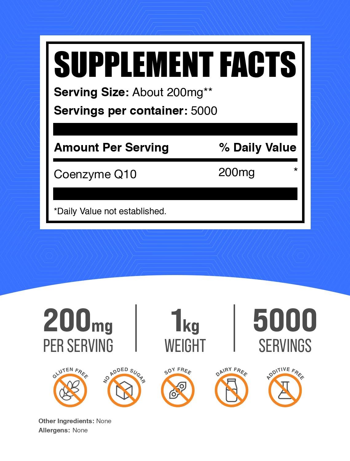 BulkSupplements Coenzyme Q10 Powder, 200 mg per Serving, Pack of 1