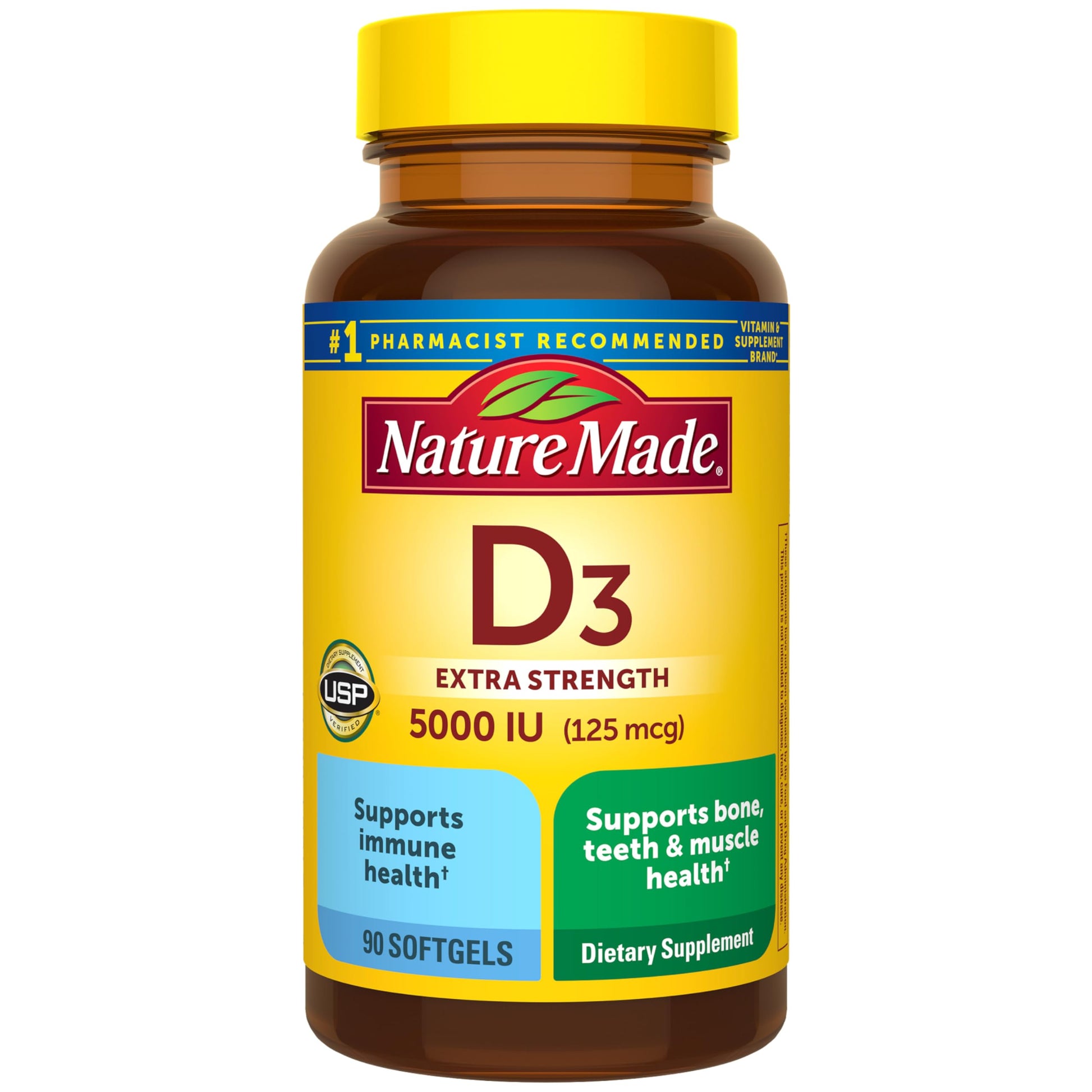 Nature Made Vitamin D3 5000 IU (125 mcg) Softgels, 90 Count