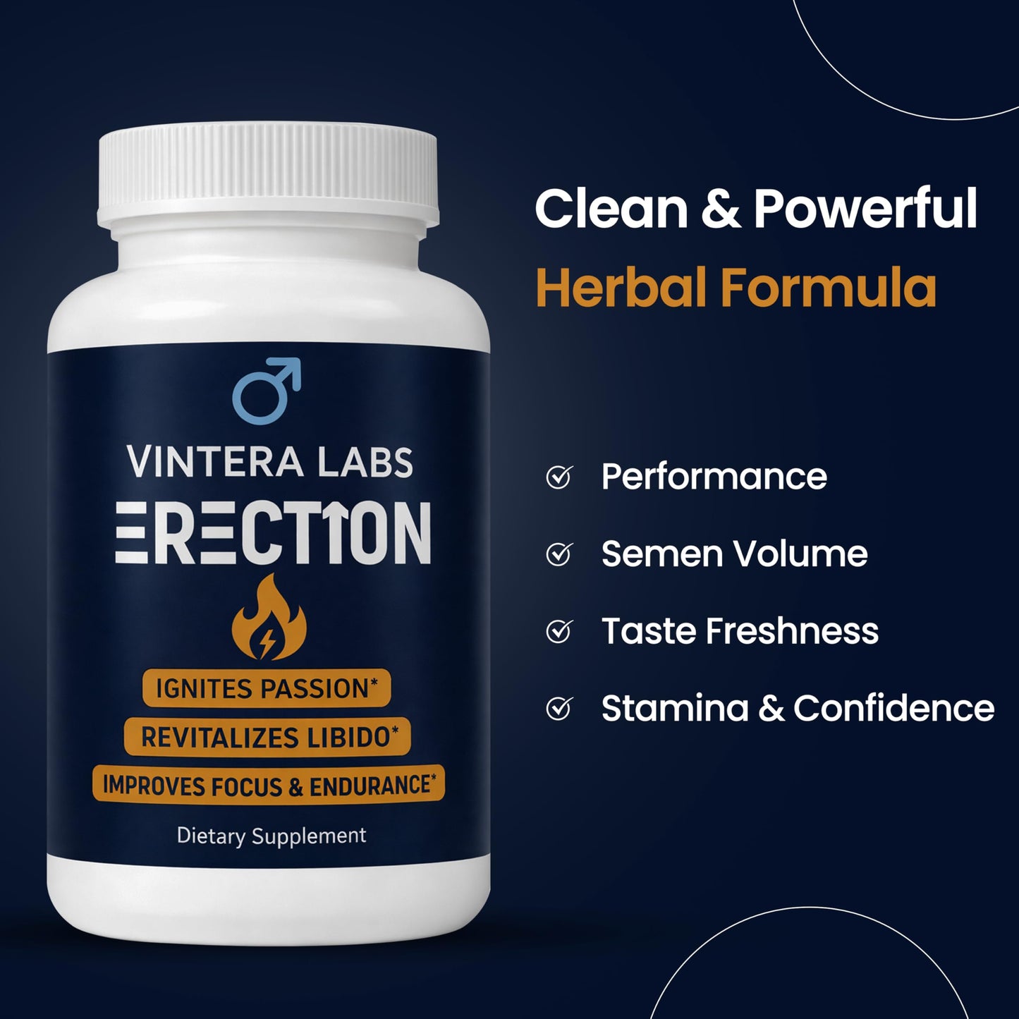 VINTERA LABS Fast Acting Male Enhancement Pills for Performance, Intimacy, Blood Flow, and Hardness, 60 Capsules