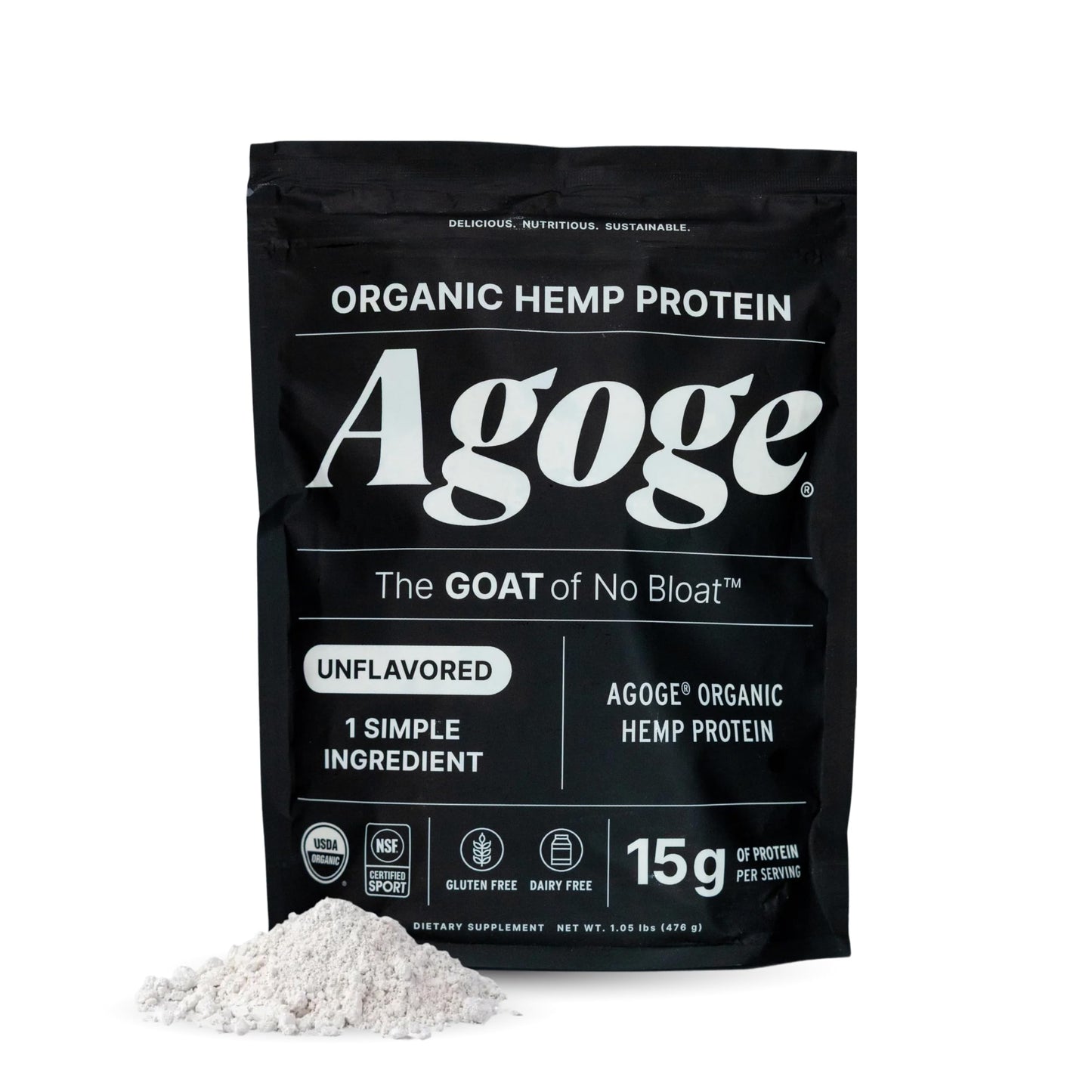 Agoge USDA Organic Hemp Protein Powder, Unflavored, 20 Servings