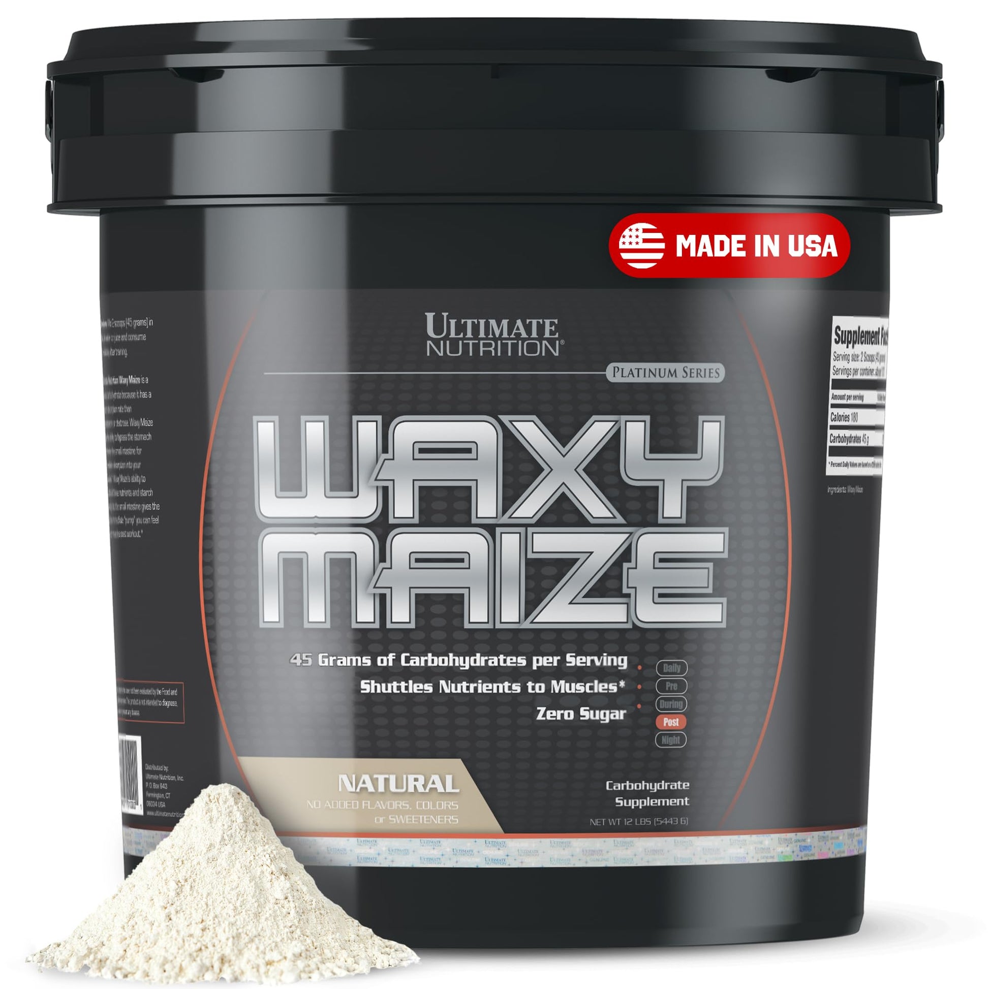 Ultimate Nutrition Waxy Maize Fast-Absorbing Carbohydrate Powder, 12 lb