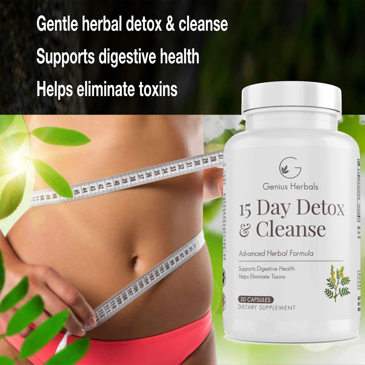 GENIUS HERBALS 15 Day Detox and Cleanse Capsule, 30 Count
