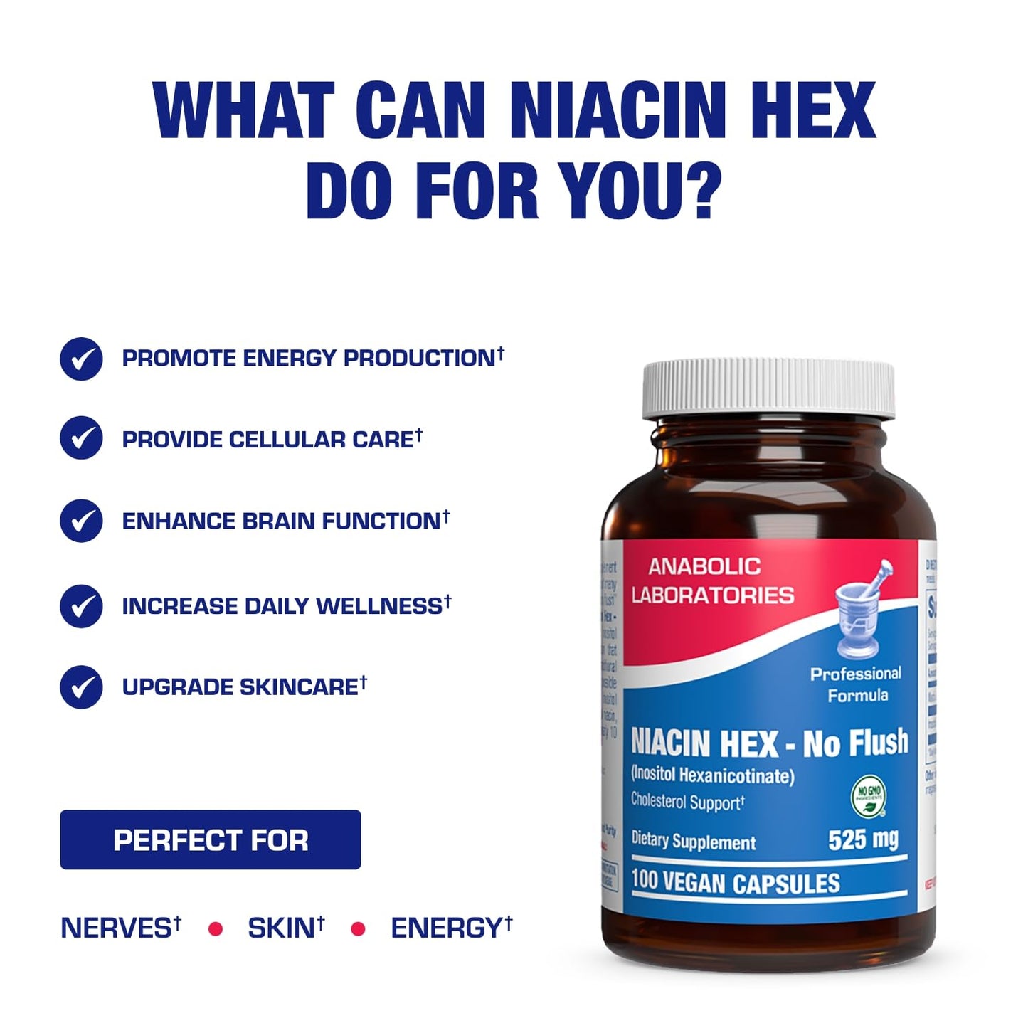 Anabolic Laboratories Flush Free Niacin Vitamin B3 High Absorption Capsules 100 Count