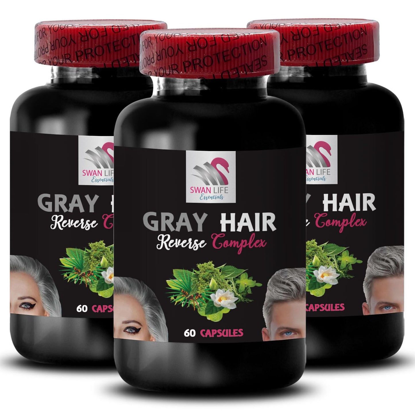 SWAN LIFE ESSENTIALS Gray Hair Reverse Capsule, 3 Bottles